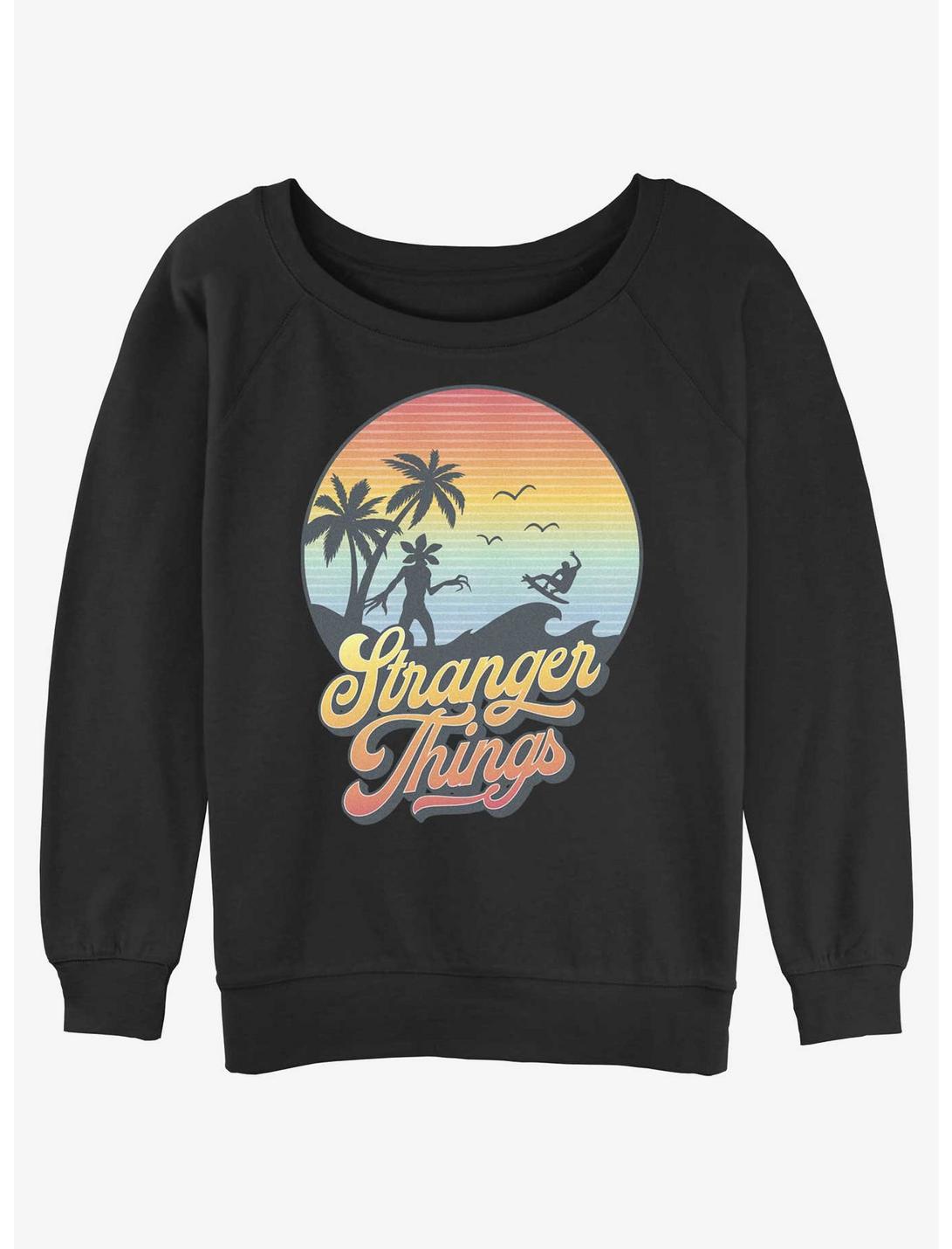 Stranger Things Retro Sun Girls Slouchy Sweatshirt, BLACK, hi-res