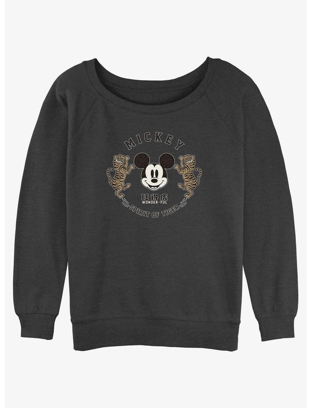 Disney Mickey Mouse Spirit of Tiger Girls Slouchy Sweatshirt, CHAR HTR, hi-res