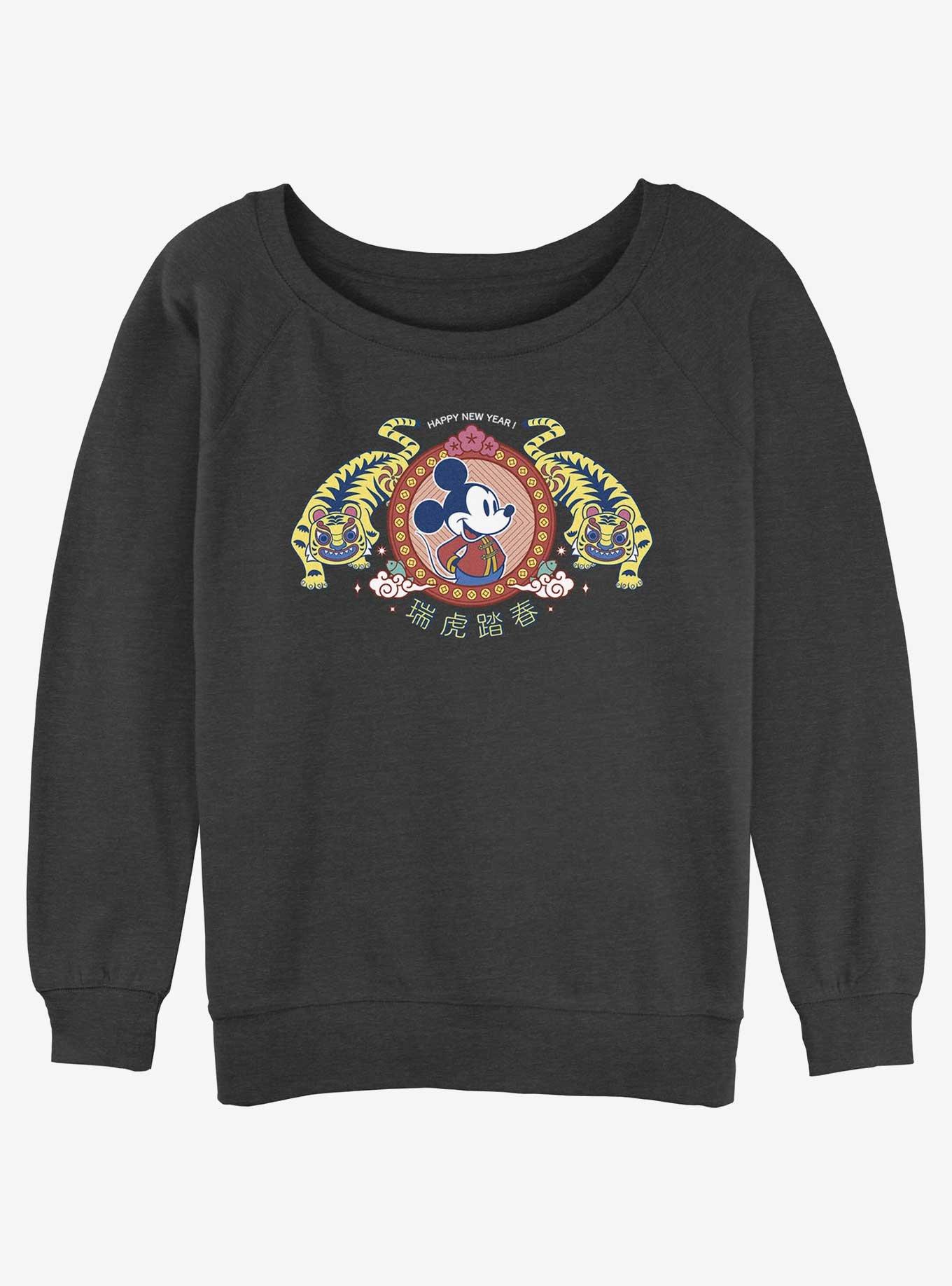 Disney Mickey Mouse Tiger King Girls Slouchy Sweatshirt, CHAR HTR, hi-res