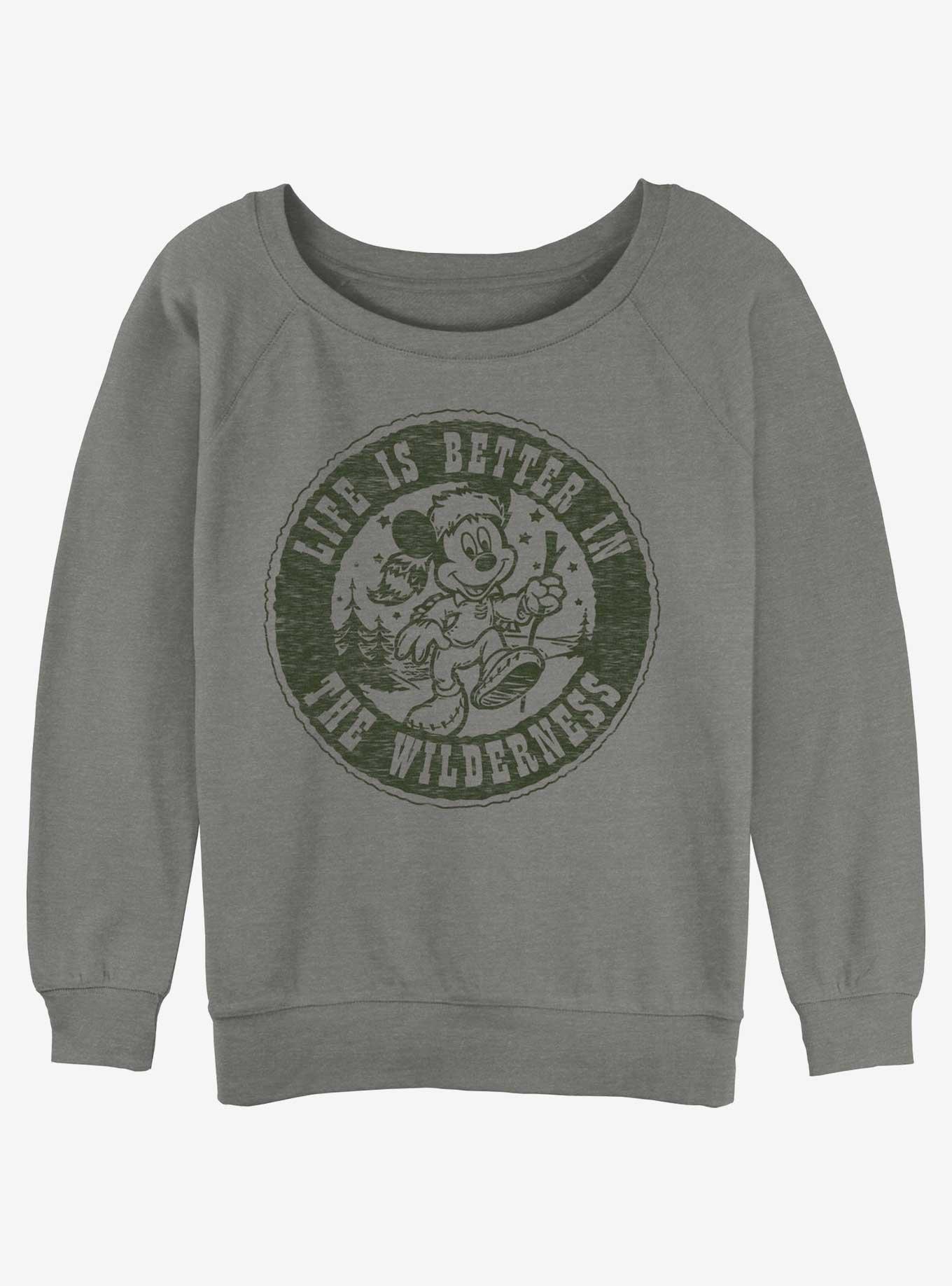 Disney Mickey Mouse Wilderness Mickey Girls Slouchy Sweatshirt, GRAY HTR, hi-res