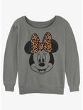 Disney Minnie Mouse Leopard Bow Girls Slouchy Sweatshirt, GRAY HTR, hi-res