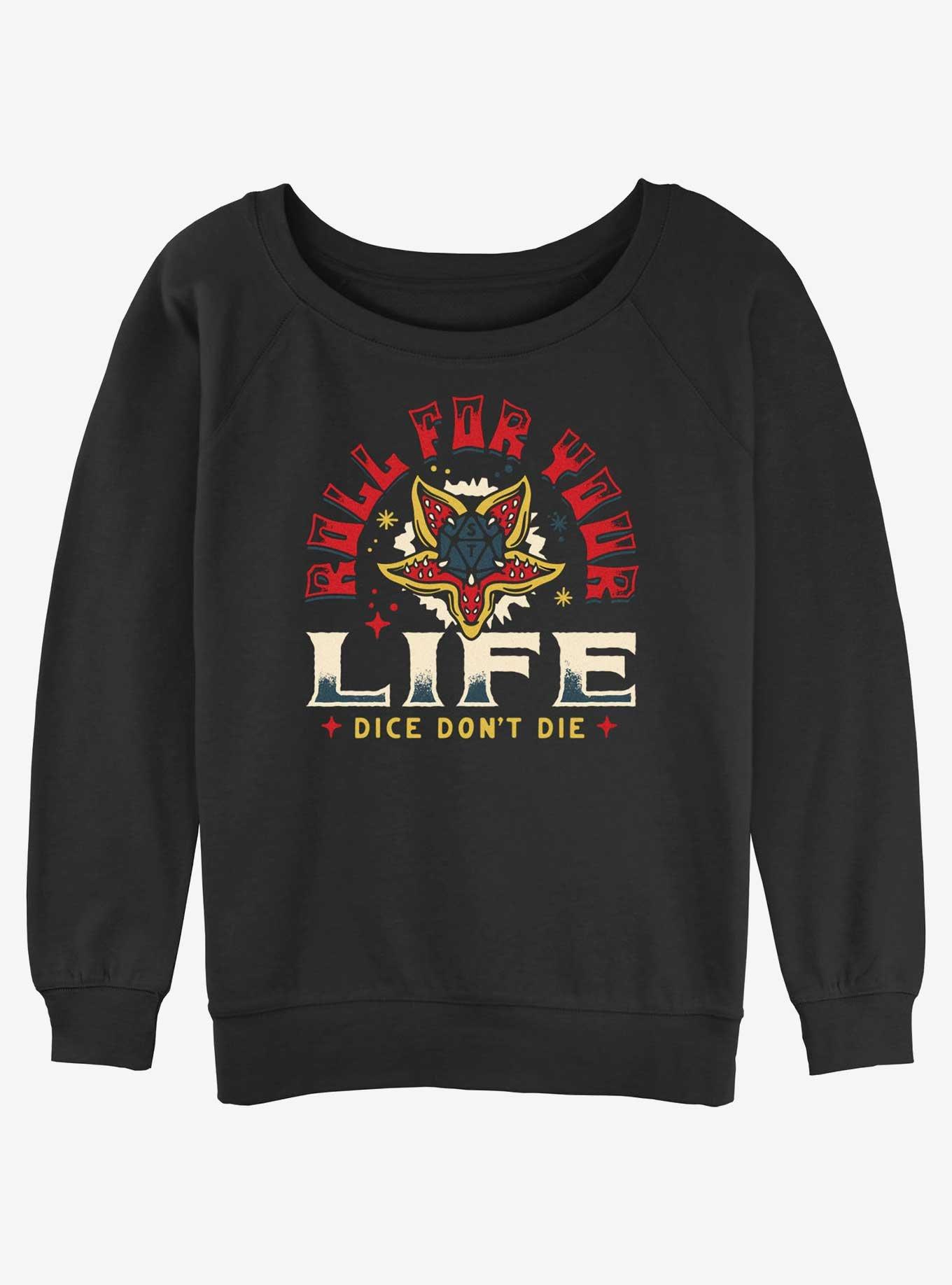 Stranger Things Roll For Your Life Girls Slouchy Sweatshirt, , hi-res