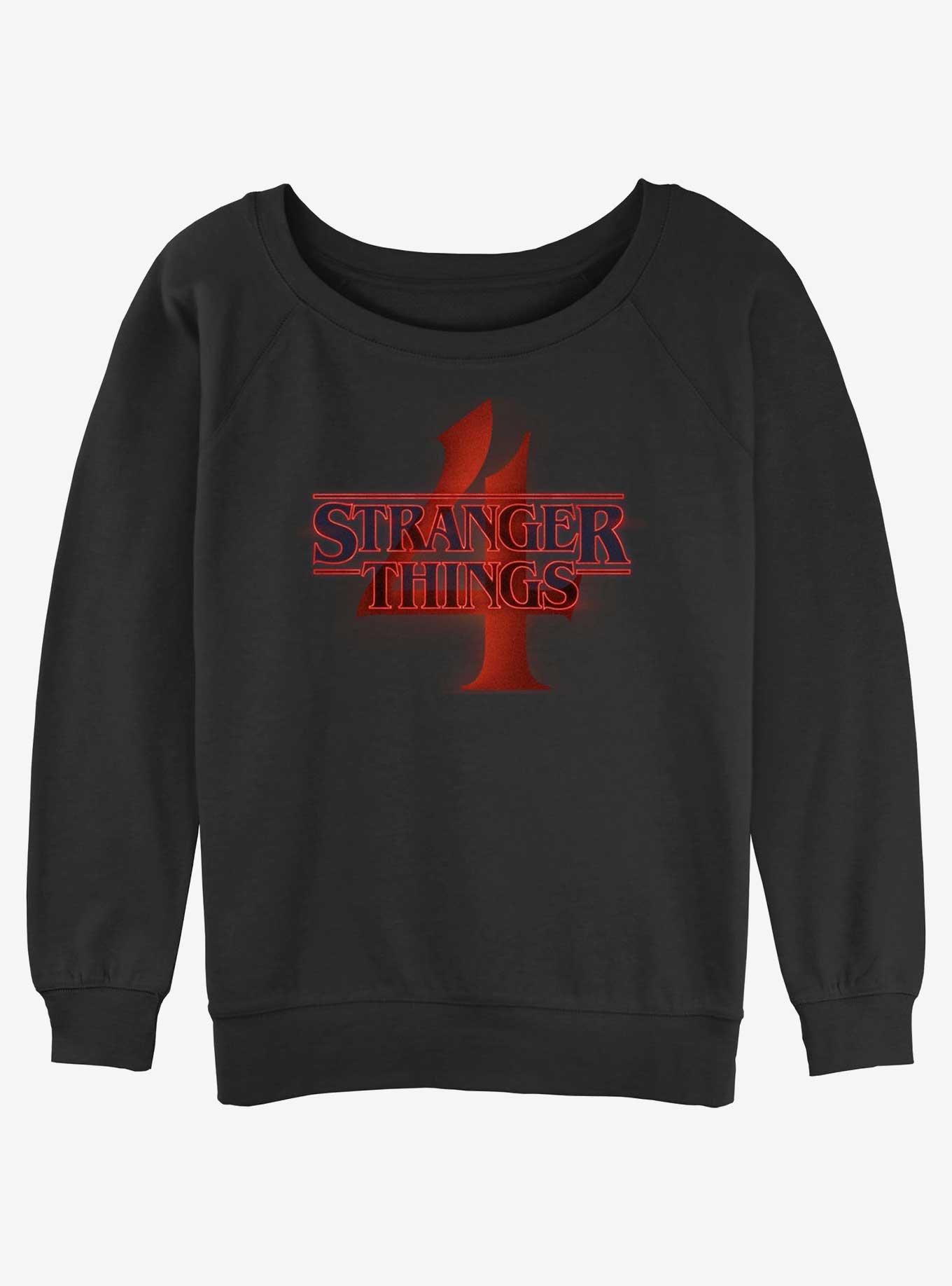 Stranger Things Season 4 Logo Girls Slouchy Sweatshirt, BLACK, hi-res