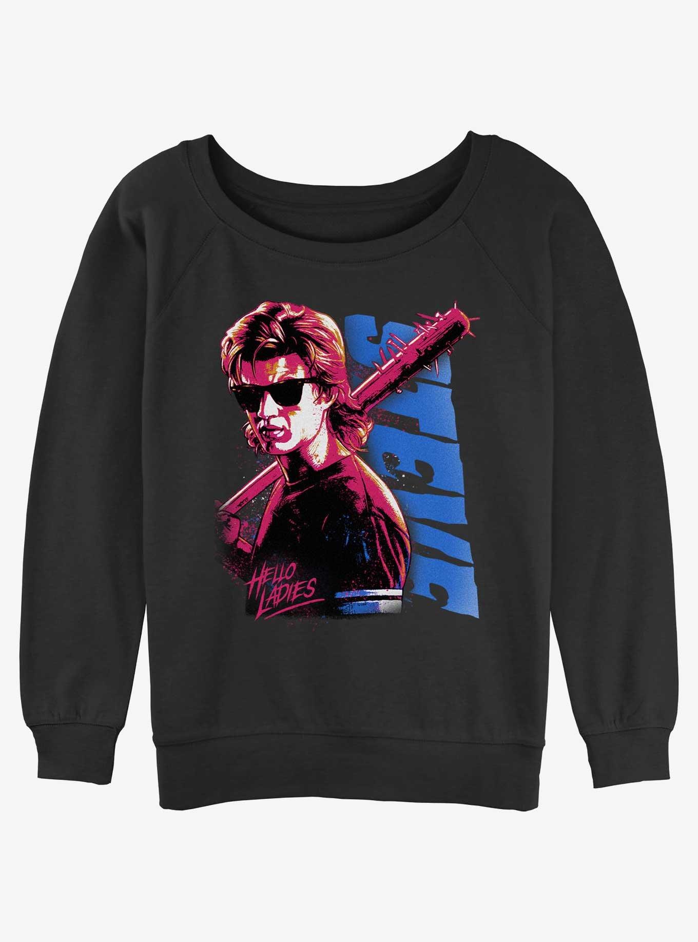 Stranger Things Steve Hello Ladies Girls Slouchy Sweatshirt, , hi-res