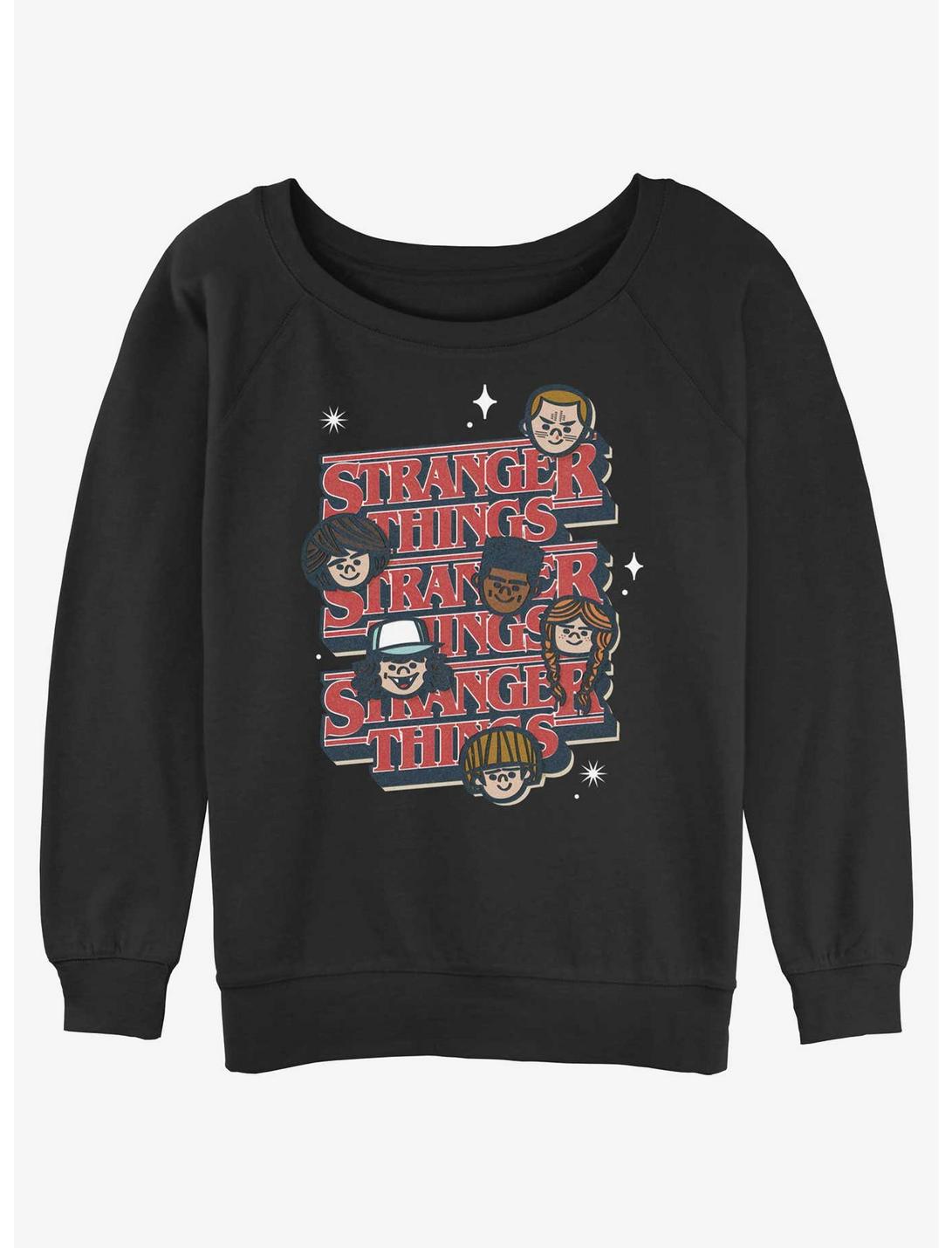 Stranger Things Toon Stack Girls Slouchy Sweatshirt, BLACK, hi-res