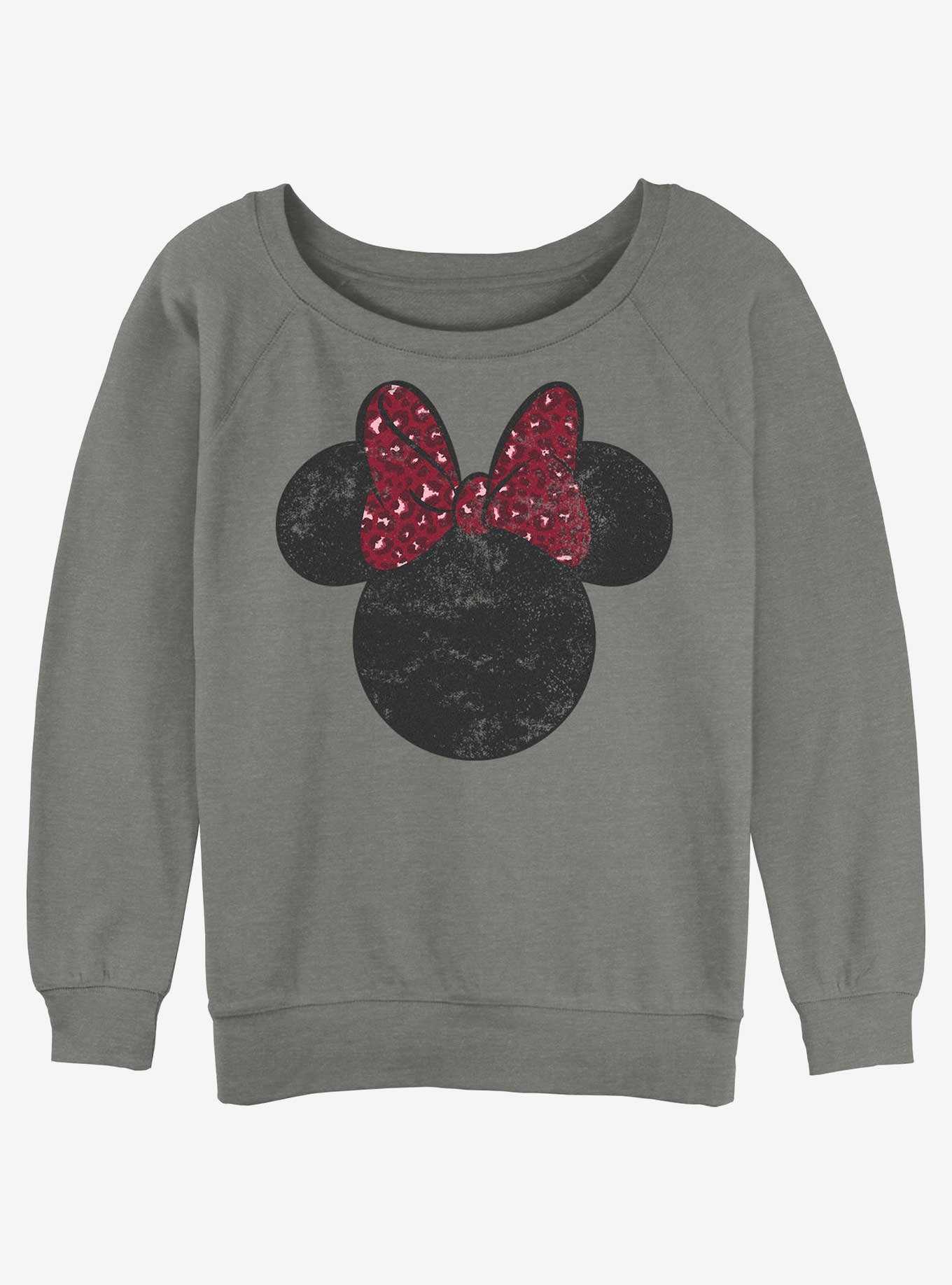 Disney Minnie Mouse Red Leopard Bow Girls Slouchy Sweatshirt, , hi-res