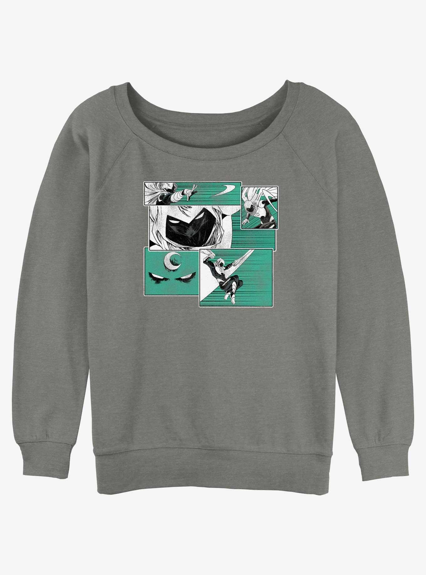 Marvel Moon Knight Action Sequence Girls Slouchy Sweatshirt, GRAY HTR, hi-res