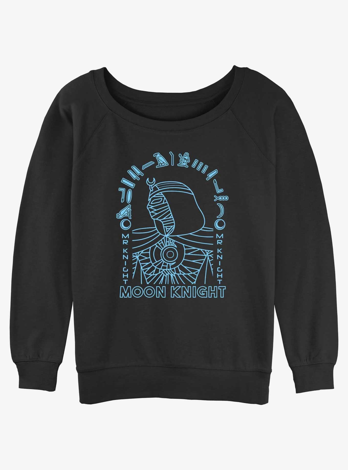 Marvel Moon Knight Hieroglyphic Portrait Girls Slouchy Sweatshirt