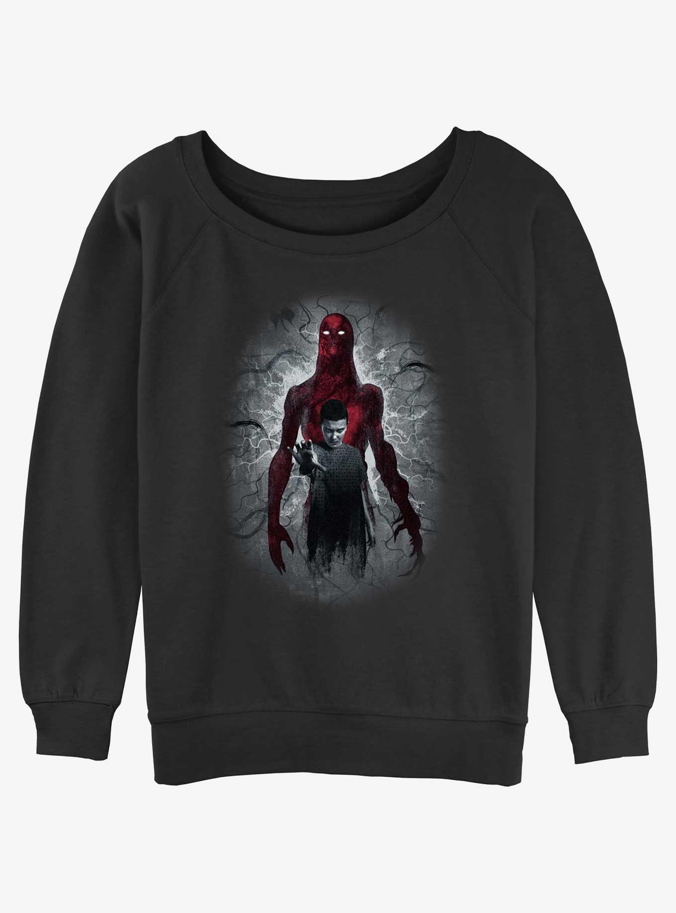 Stranger Things Vecna and Eleven Girls Slouchy Sweatshirt, BLACK, hi-res