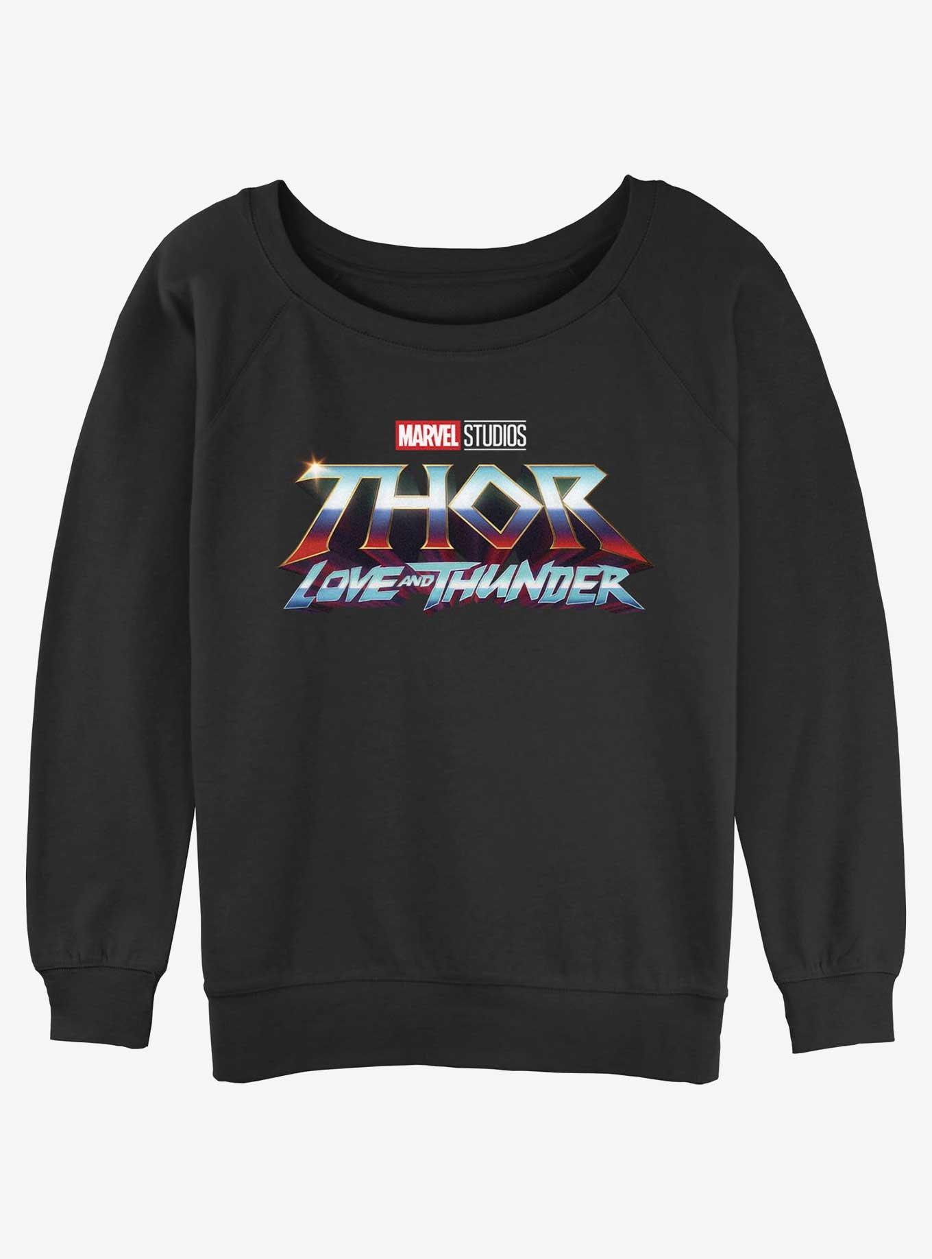 Marvel Thor: Love and Thunder Logo Girls Slouchy Sweatshirt, BLACK, hi-res