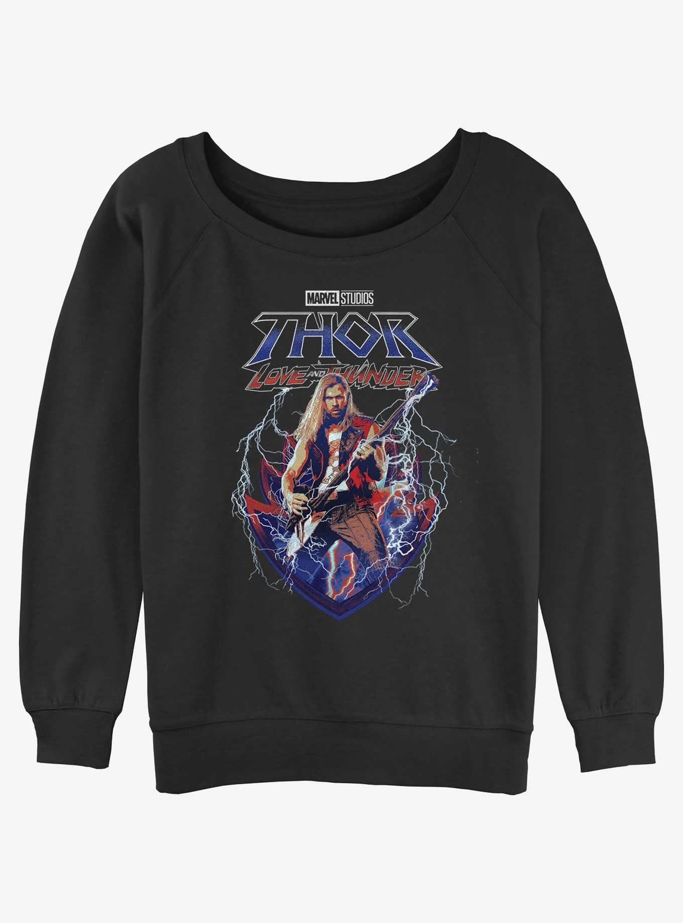 Marvel Thor: Love and Thunder Ragnarock On Girls Slouchy Sweatshirt, BLACK, hi-res