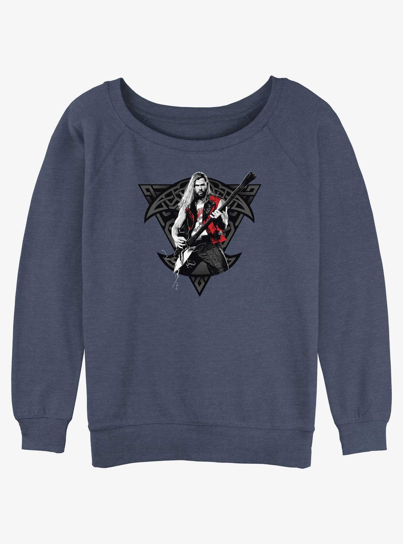 Marvel Thor: Love and Thunder Rocker Viking Girls Slouchy Sweatshirt, BLUEHTR, hi-res