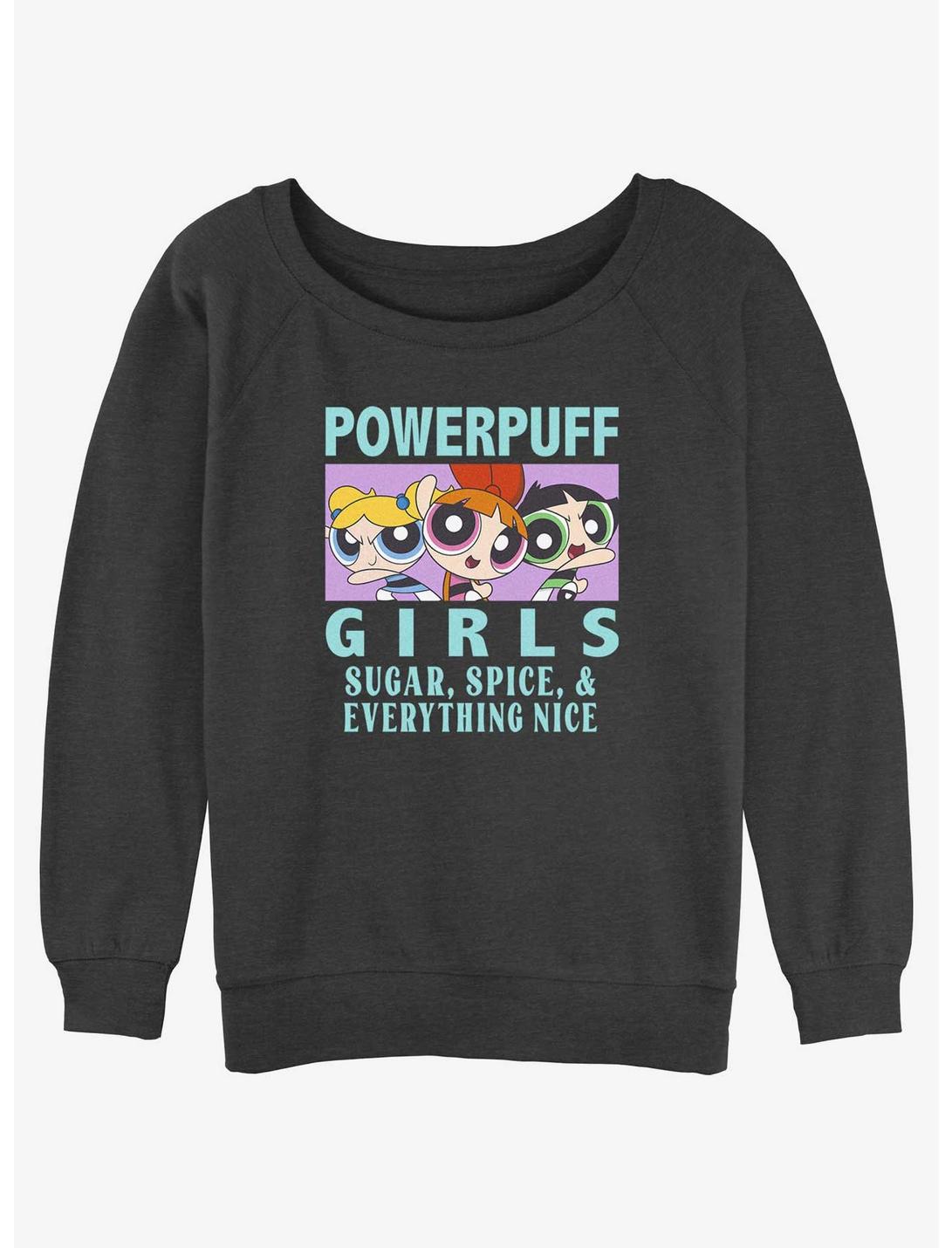 Cartoon Network The Powerpuff Girls Sugar and Spice Girls Slouchy Sweatshirt, CHAR HTR, hi-res