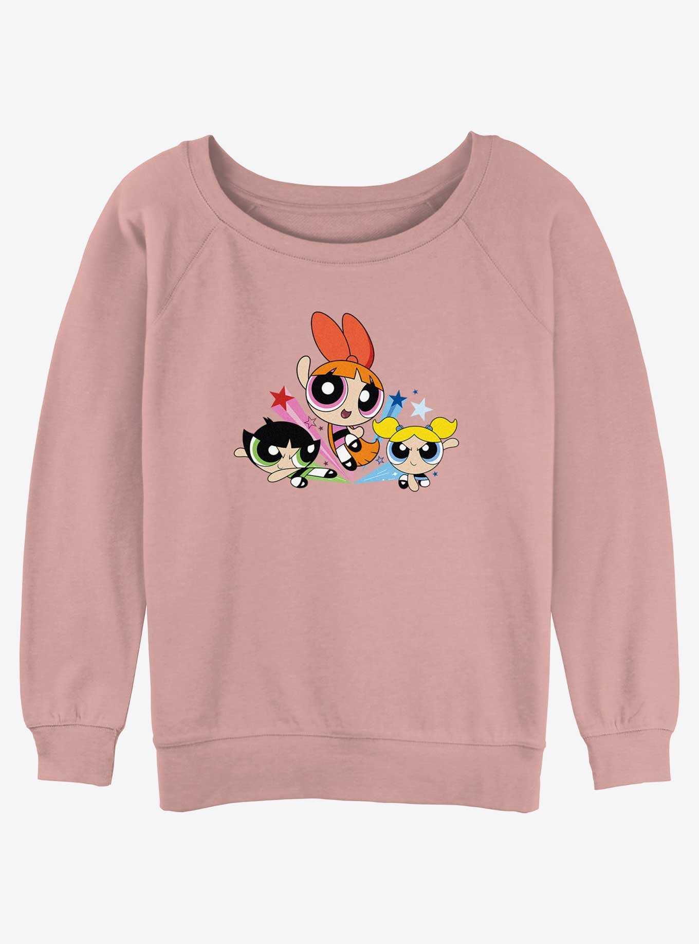 Cartoon Network The Powerpuff Girls Blossom, Bubbles, and Buttercup Girls Slouchy Sweatshirt, , hi-res