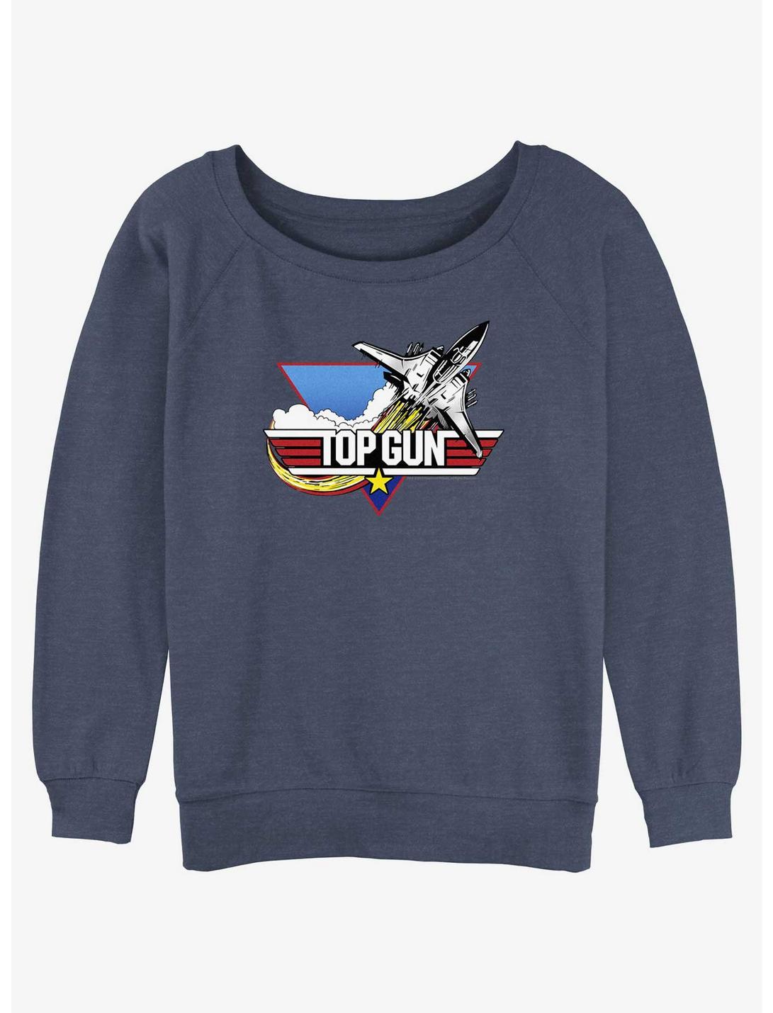 Top Gun Jet Logo Girls Slouchy Sweatshirt, BLUEHTR, hi-res