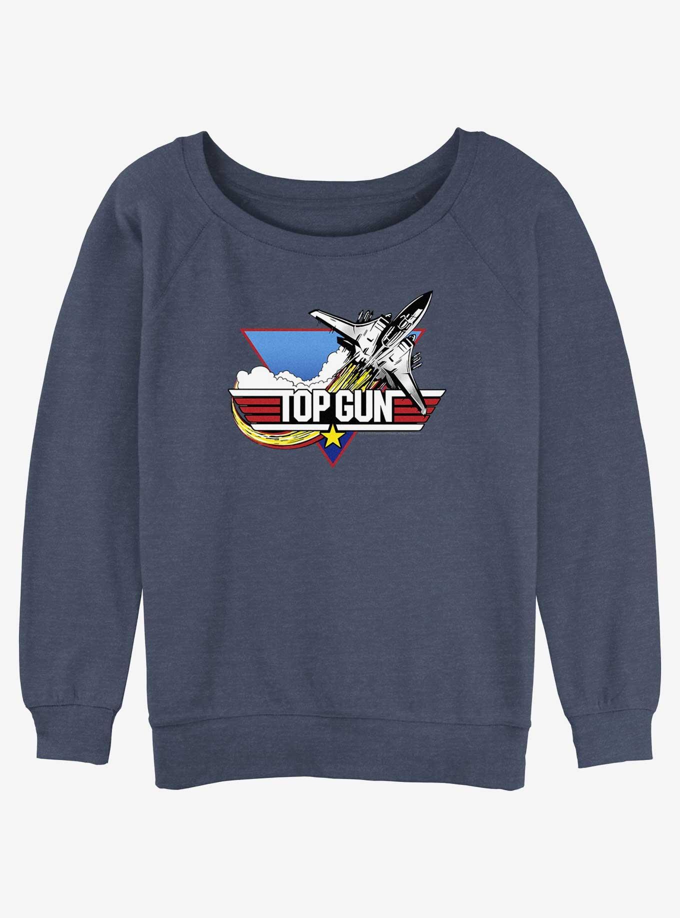 Top Gun Jet Logo Girls Slouchy Sweatshirt, BLUEHTR, hi-res
