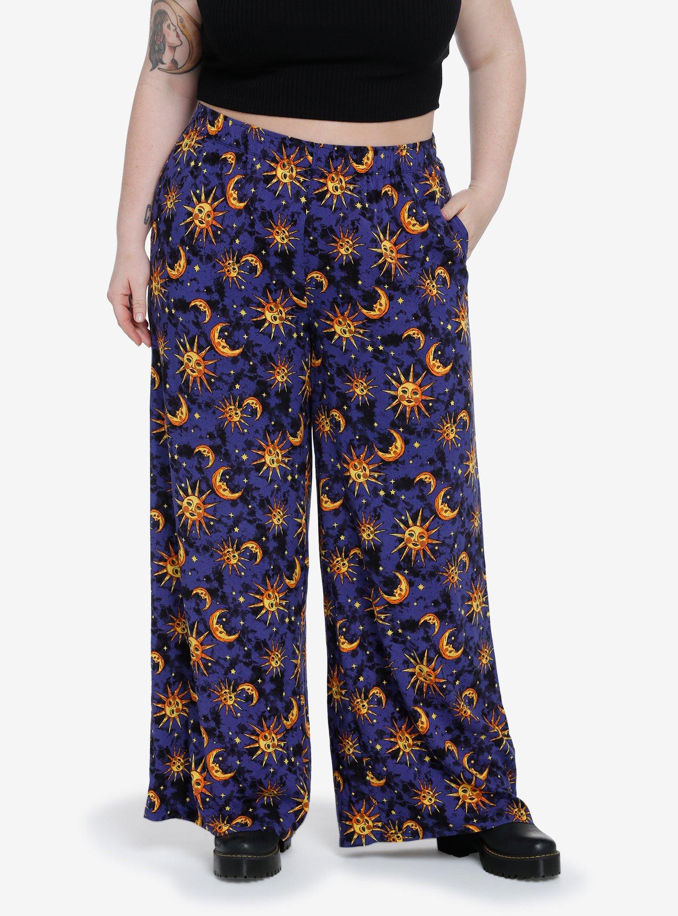 Celestial Sun & Moon Wide Leg Pants Plus Size