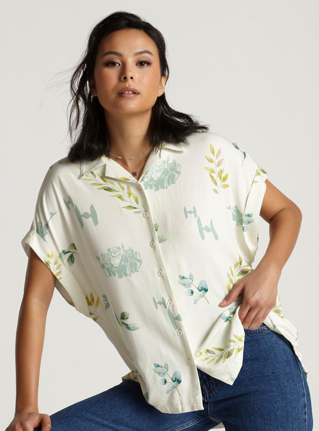 Her Universe Star Wars Ewok Oversized Woven Button-Up Her Universe Exclusive, MULTI, hi-res