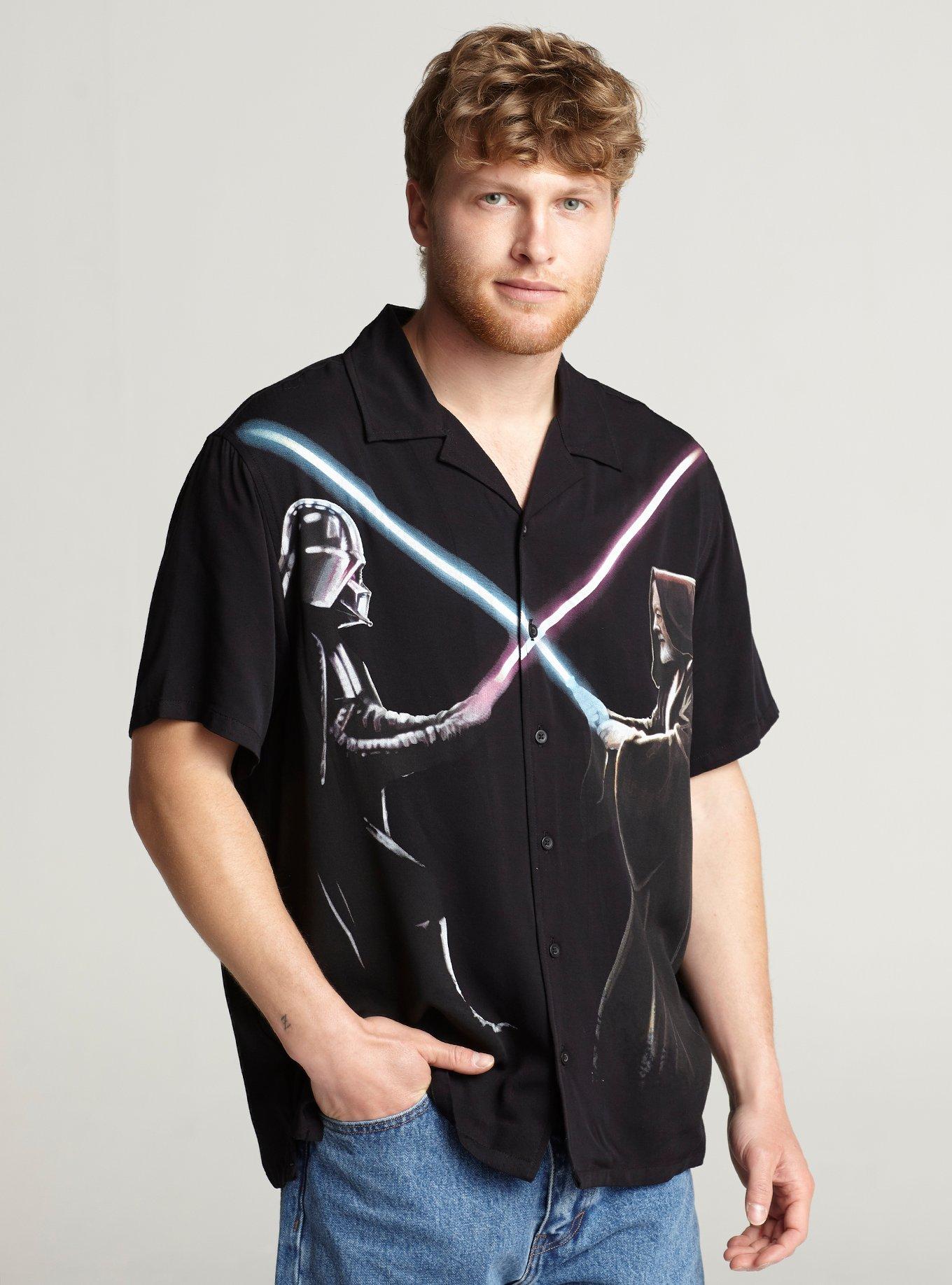 Our Universe Star Wars Darth Vader Obi-Wan Duel Woven Button-Up Our Universe Exclusive, BLACK, hi-res