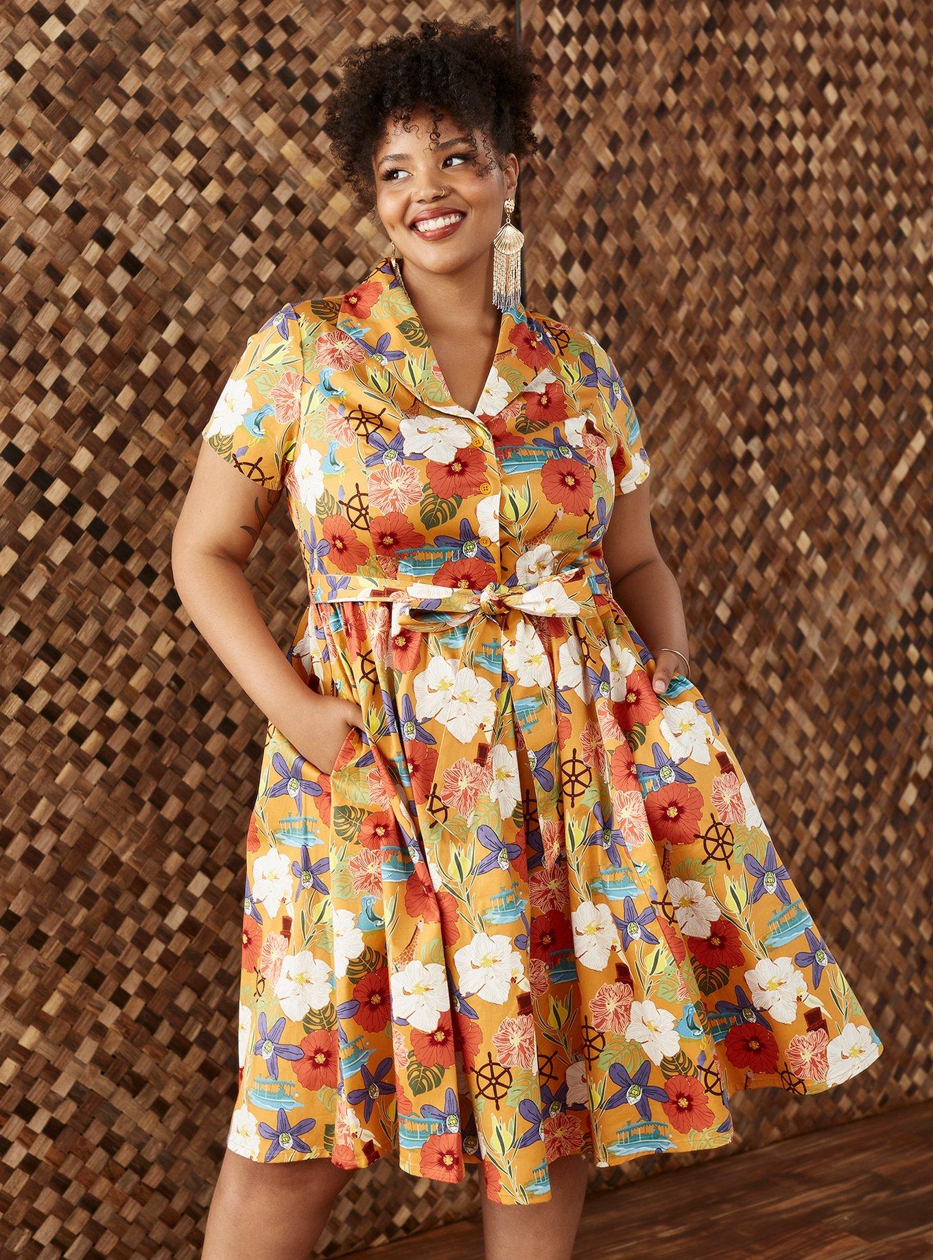 Her Universe Disney Jungle Cruise Retro Print Dress Plus Size Her Universe Exclusive, MULTI, hi-res