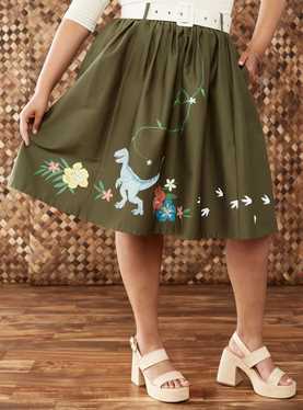 Her Universe Jurassic World Blue Retro Belt Midi Skirt Plus Size Her Universe Exclusive, , hi-res