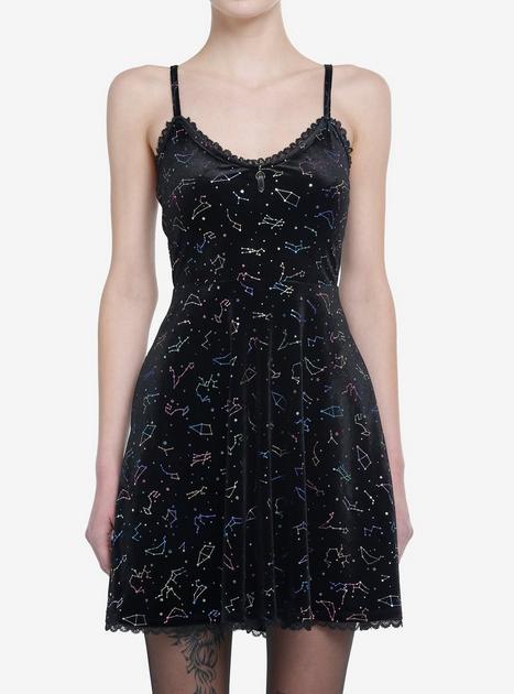 Cosmic Aura Rainbow Constellations Velvet Skater Dress | Hot Topic