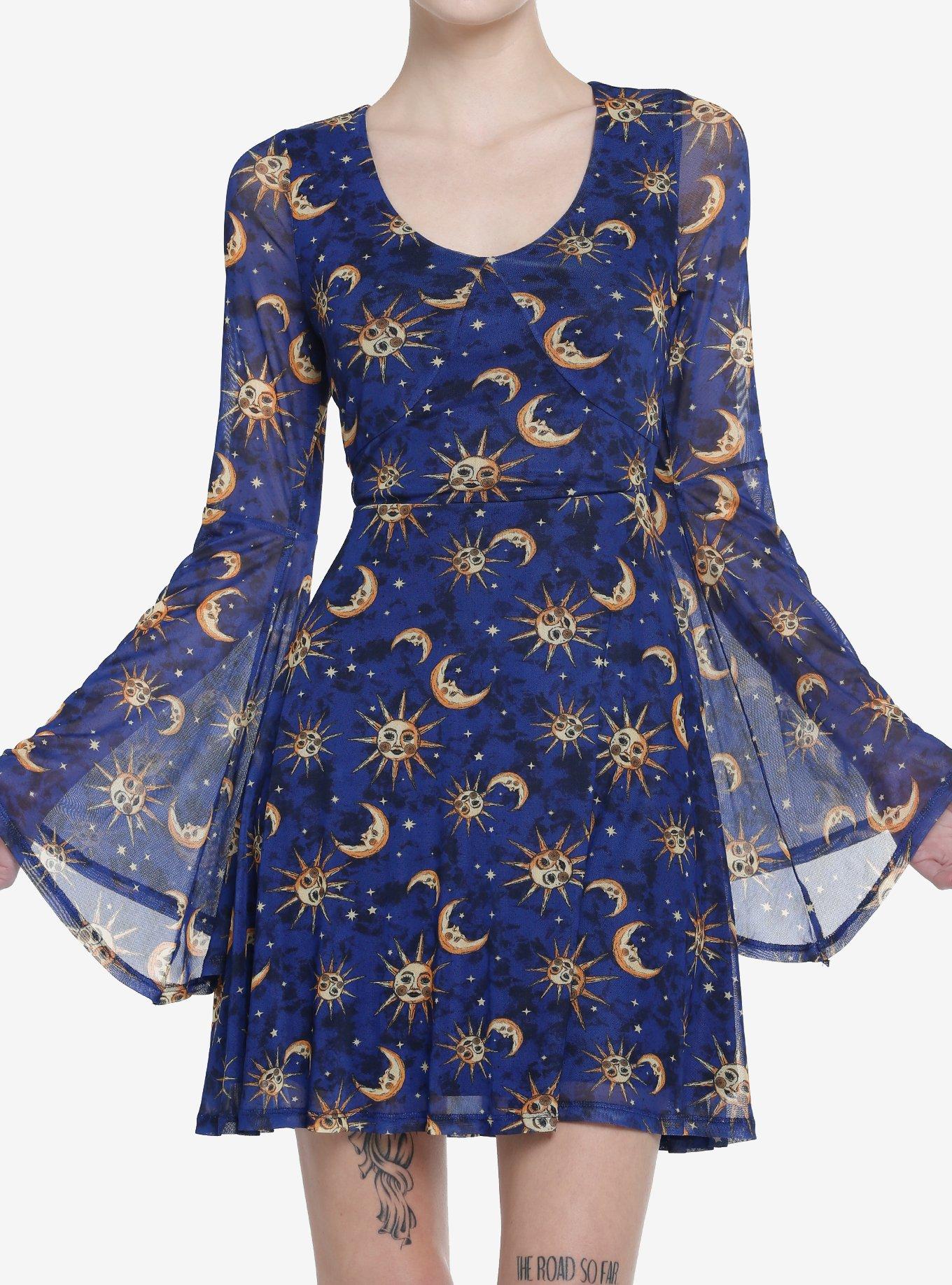 Cosmic Aura Celestial Bell Sleeve Dress