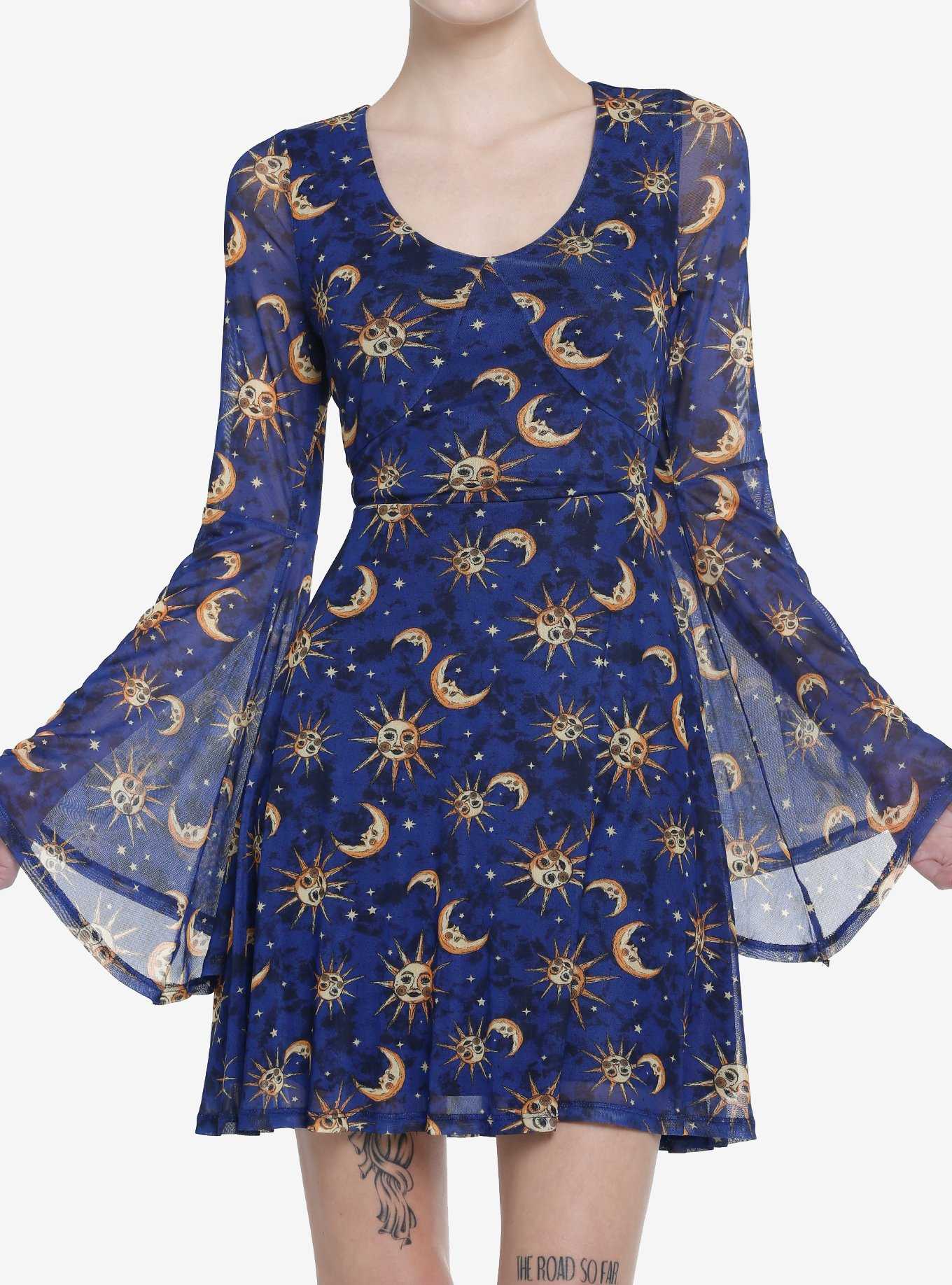 Cosmic Aura Celestial Bell Sleeve Dress, , hi-res