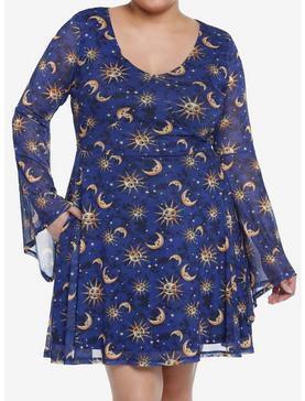 Cosmic Aura Celestial Bell Sleeve Dress Plus Size, , hi-res