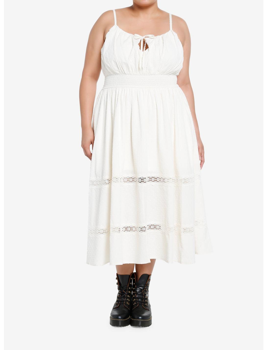 Cream Textured Cami Midi Dress Plus Size, CLOUD DANCER, hi-res