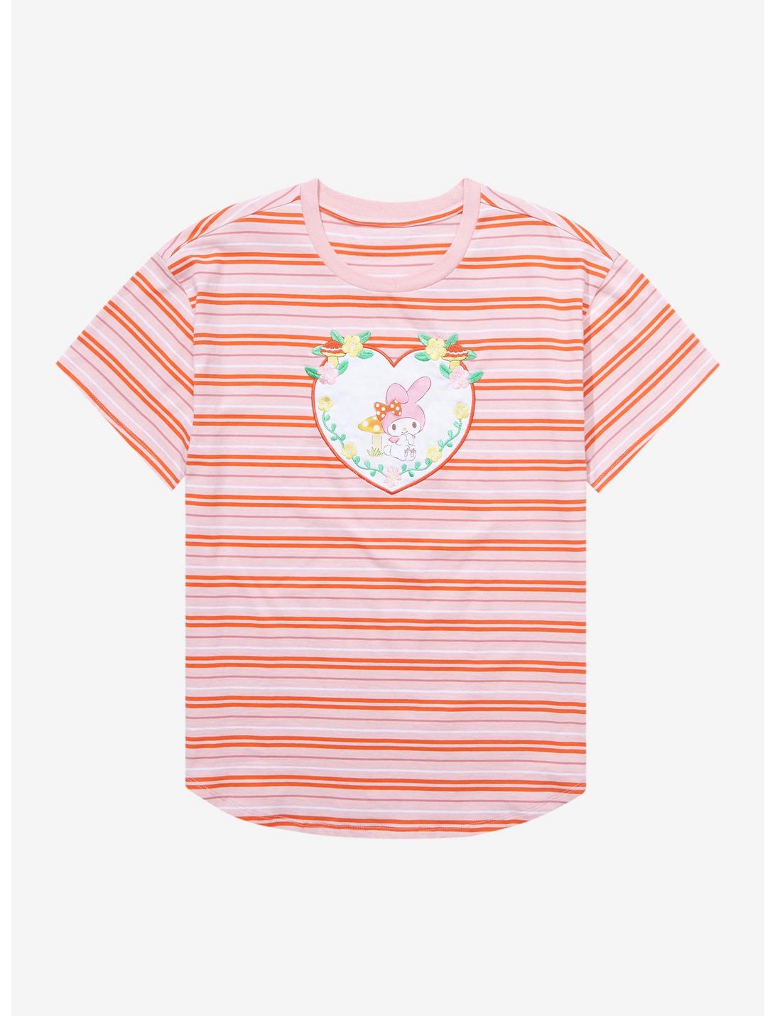 Sanrio Hello Kitty and Friends My Melody Heart Striped Women's Plus Size T-Shirt - BoxLunch Exclusive, MULTI, hi-res