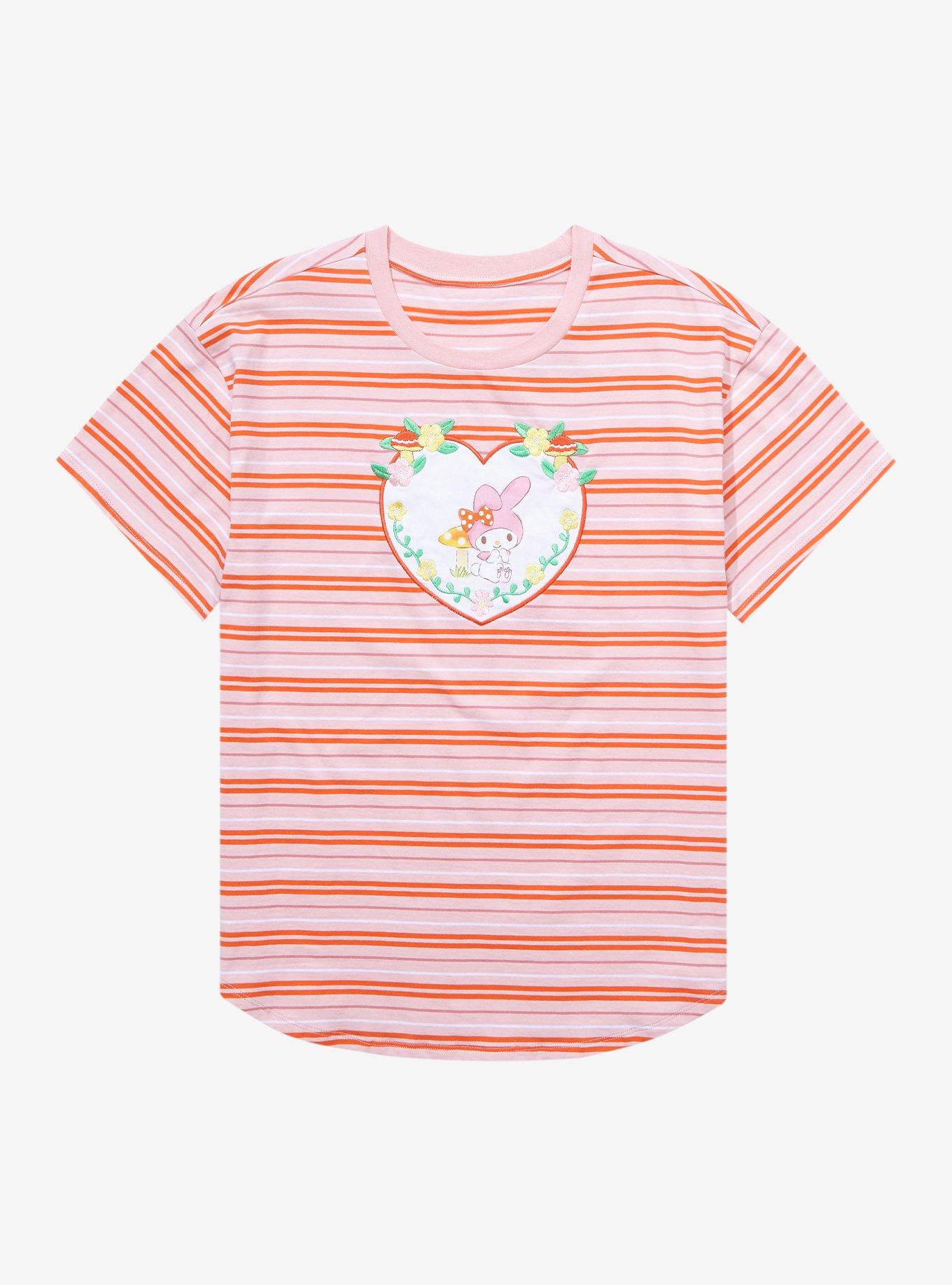 Sanrio Hello Kitty and Friends My Melody Heart Striped Women's Plus Size T-Shirt - BoxLunch Exclusive, MULTI, hi-res