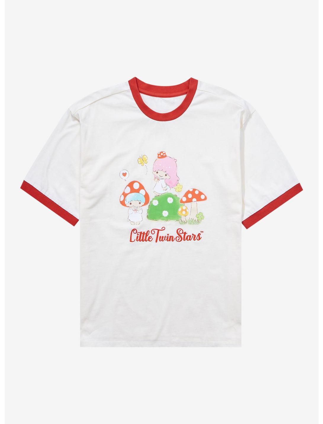 Sanrio Hello Kitty & Friends Mushroom Little Twin Stars Women's Ringer T-Shirt - BoxLunch Exclusive, OFF WHITE, hi-res