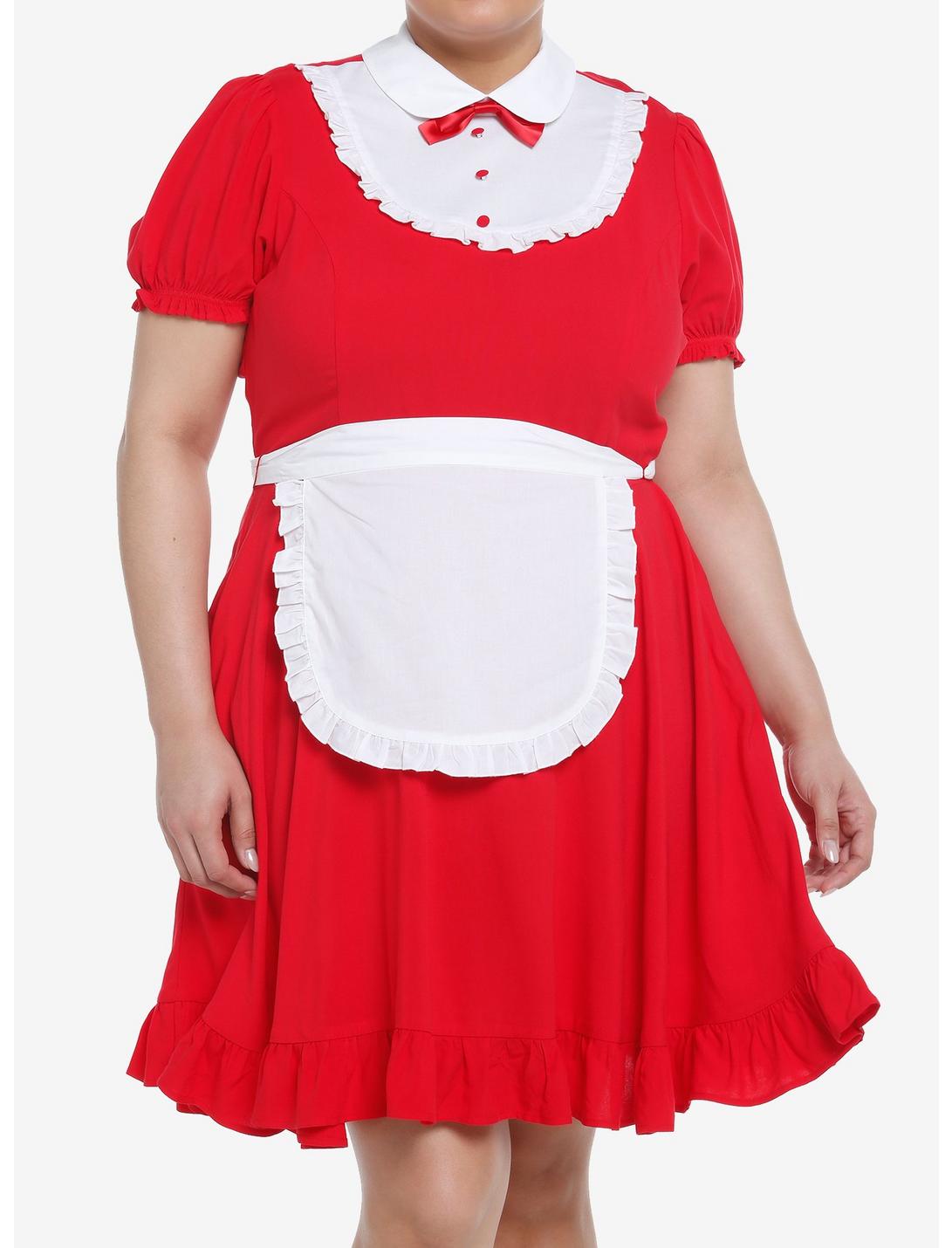 Sweet Society Red Apron Dress Plus Size, RED, hi-res