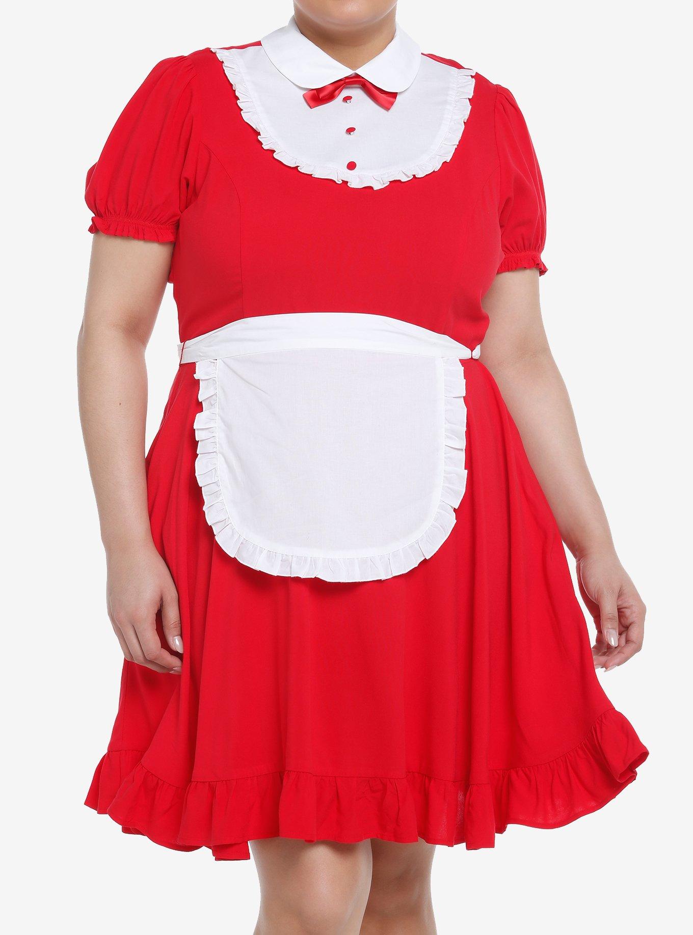 Sweet Society Red Apron Dress Plus Size, RED, hi-res