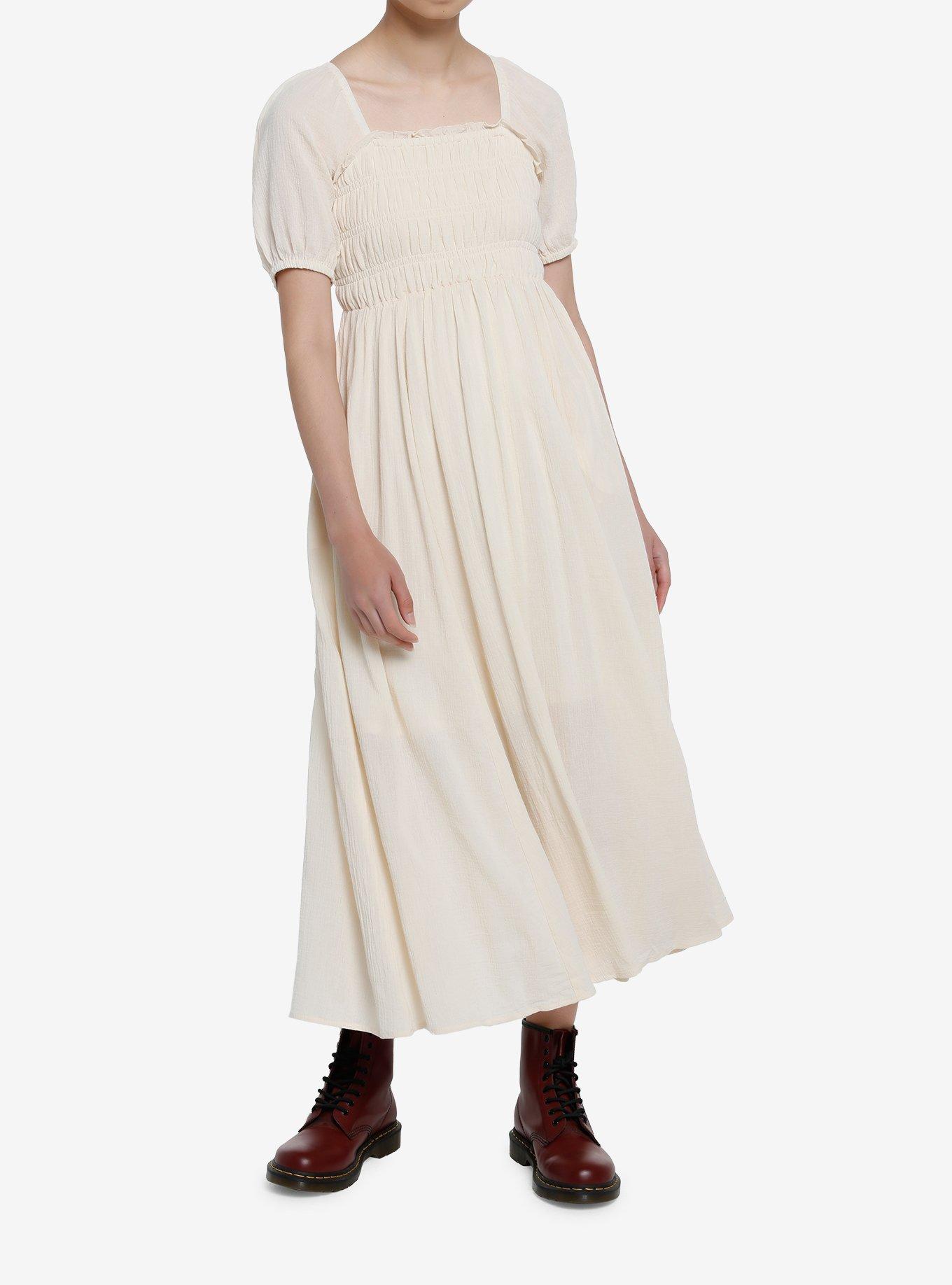 Thorn & Fable Ivory Smocked Maxi Dress, CLOUD DANCER, hi-res