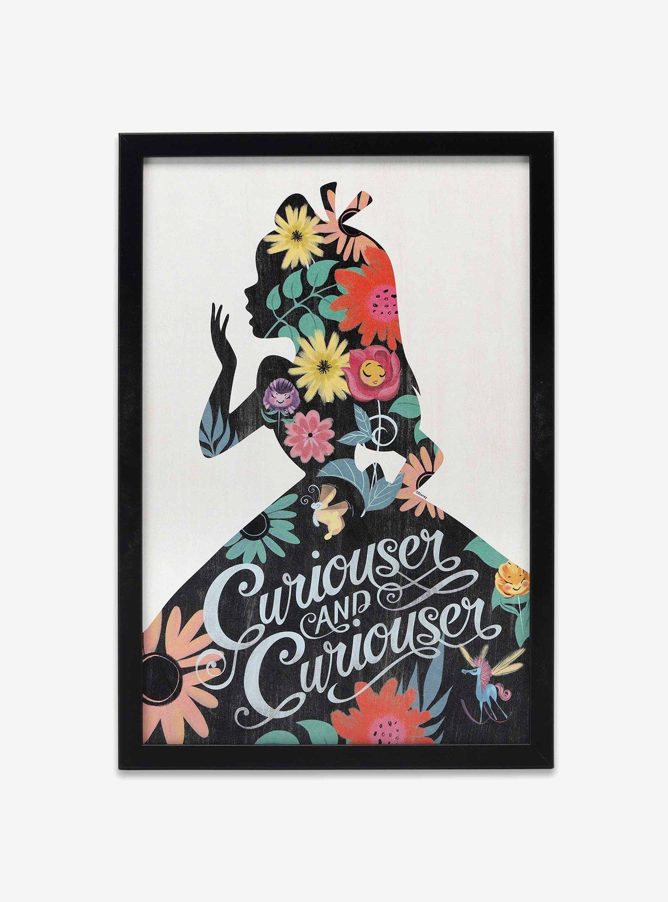 Disney Alice in Wonderland Curiouser and Curiouser Floral Framed