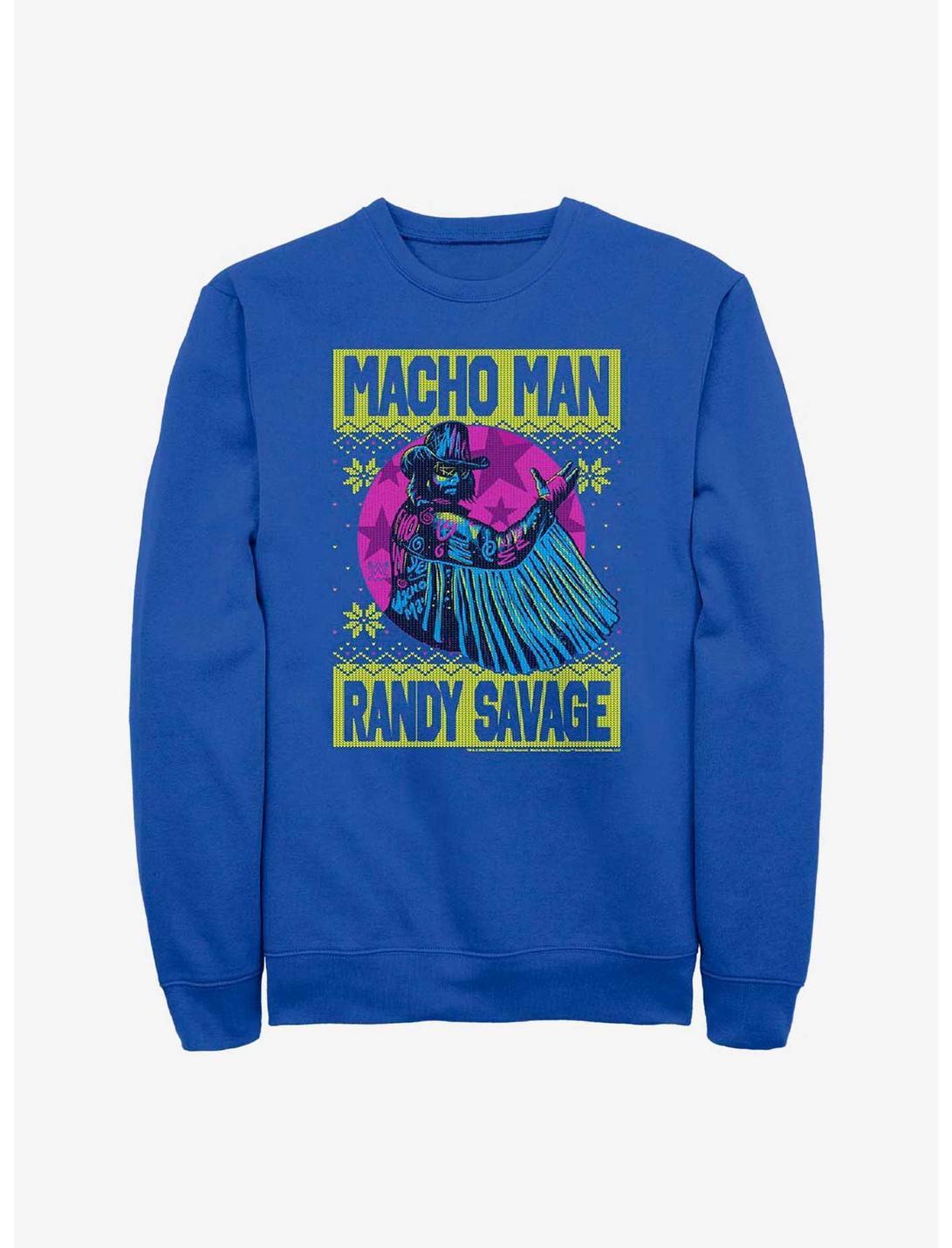 WWE Macho Man Randy Savage Ugly Christmas Sweatshirt, ROYAL, hi-res