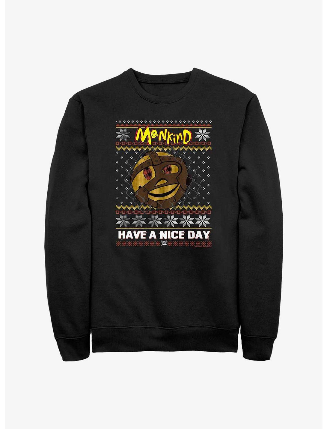 WWE Mankind Happy Ugly Christmas Sweatshirt, BLACK, hi-res