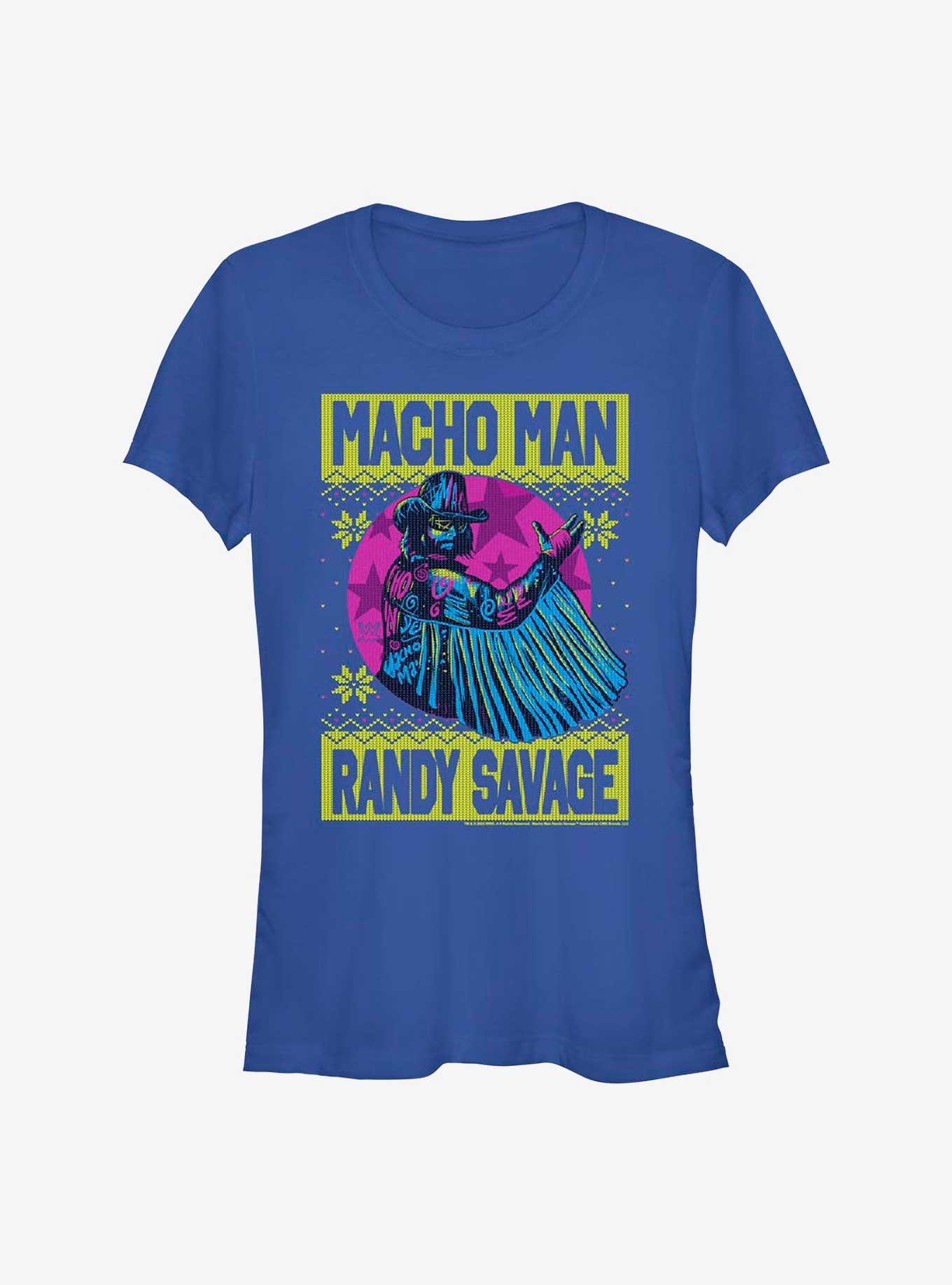 WWE Macho Man Randy Savage Ugly Christmas Girls T-Shirt, ROYAL, hi-res