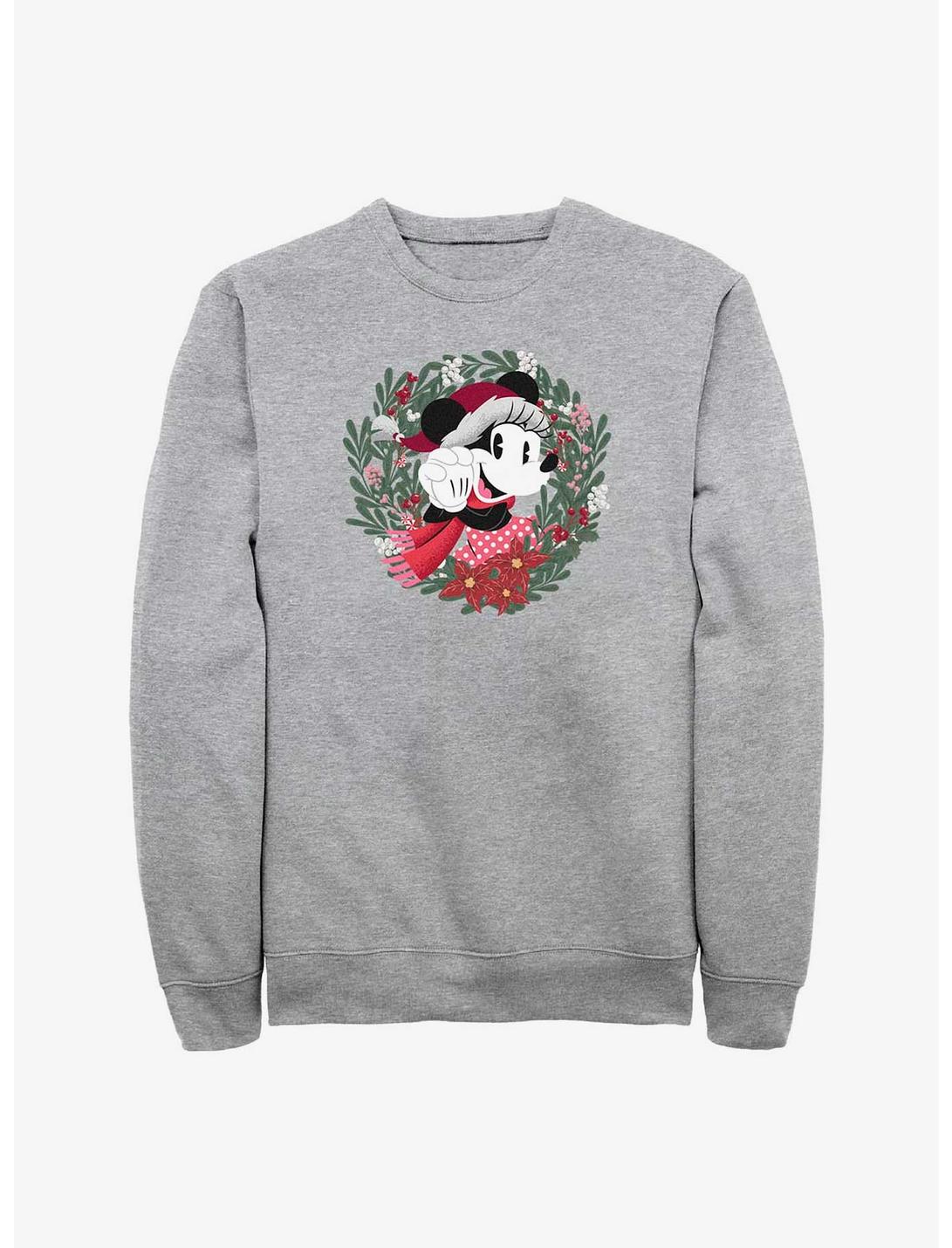 Disney Minnie Mouse Christmas Wreath Sweatshirt, ATH HTR, hi-res