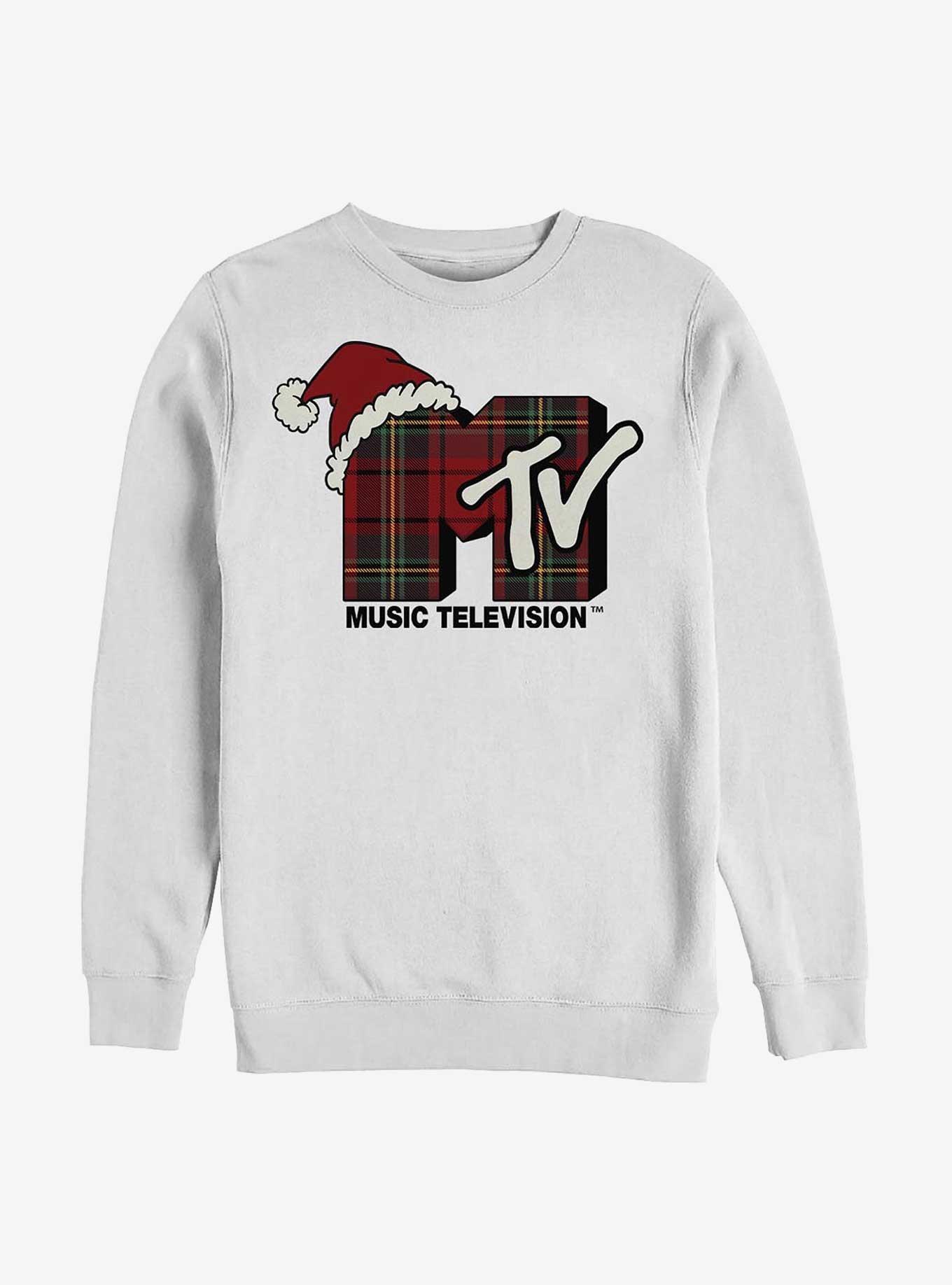 MTV Plaid Christmas Sweatshirt, WHITE, hi-res