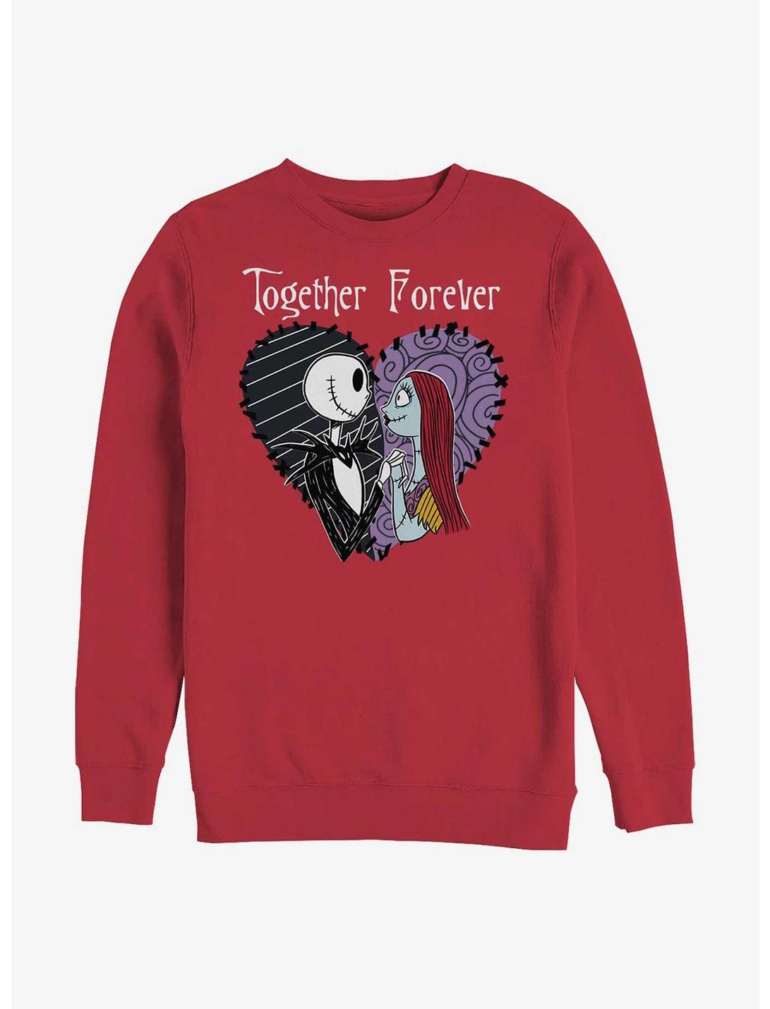 Disney The Nightmare Before Christmas Jack and Sally Together Forever Sweatshirt, RED, hi-res
