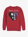 Disney The Nightmare Before Christmas Jack and Sally Together Forever Sweatshirt, RED, hi-res