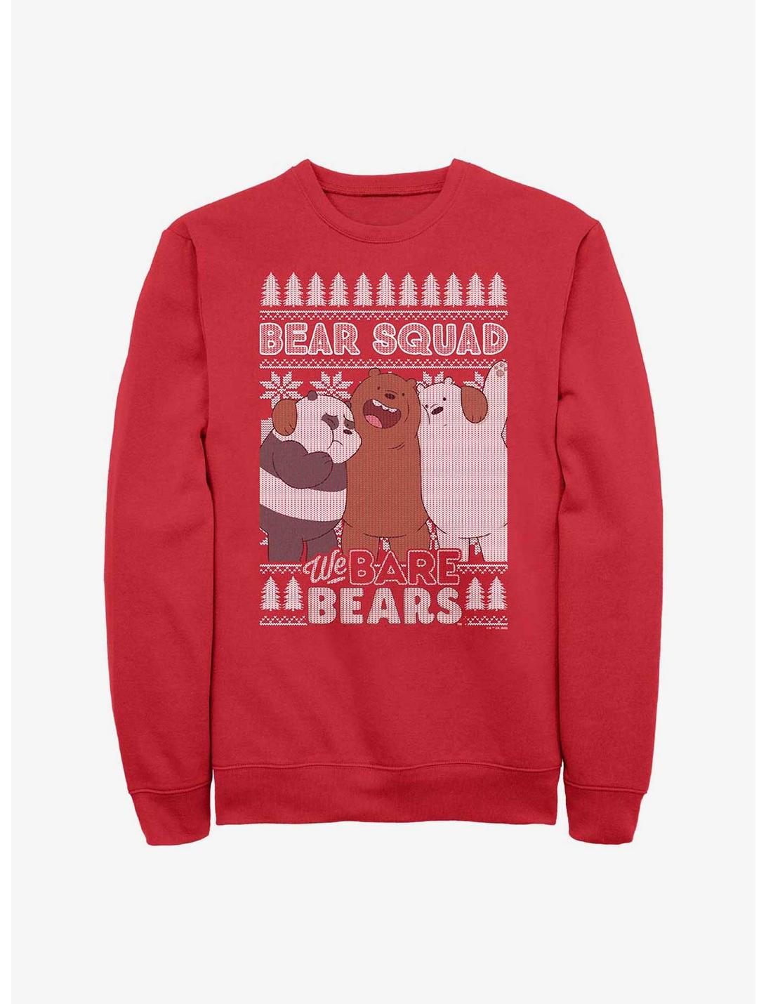 Cartoon Network We Bare Bears Squad Ugly Christmas Sweatshirt, RED, hi-res