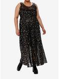 Cosmic Aura Astrology Foil Mesh Maxi Dress Plus Size, BLACK, hi-res
