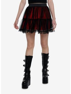 Social Collision Red & Black Mesh Tutu Skirt, , hi-res