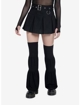 Black Pleated Mini Skirt With Leg Warmers, , hi-res