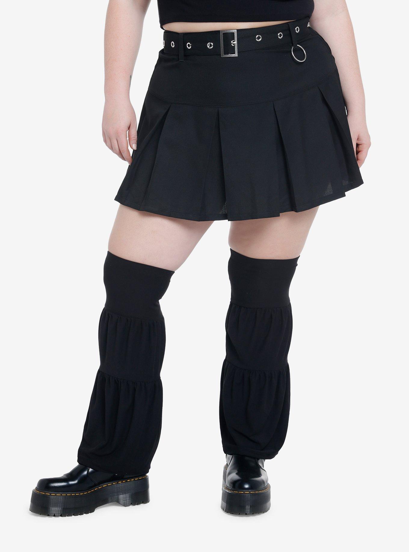 Black Pleated Mini Skirt With Leg Warmers Plus Size | Hot Topic