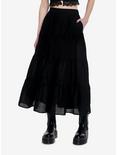 Black Tiered Midi Skirt, BLACK, hi-res